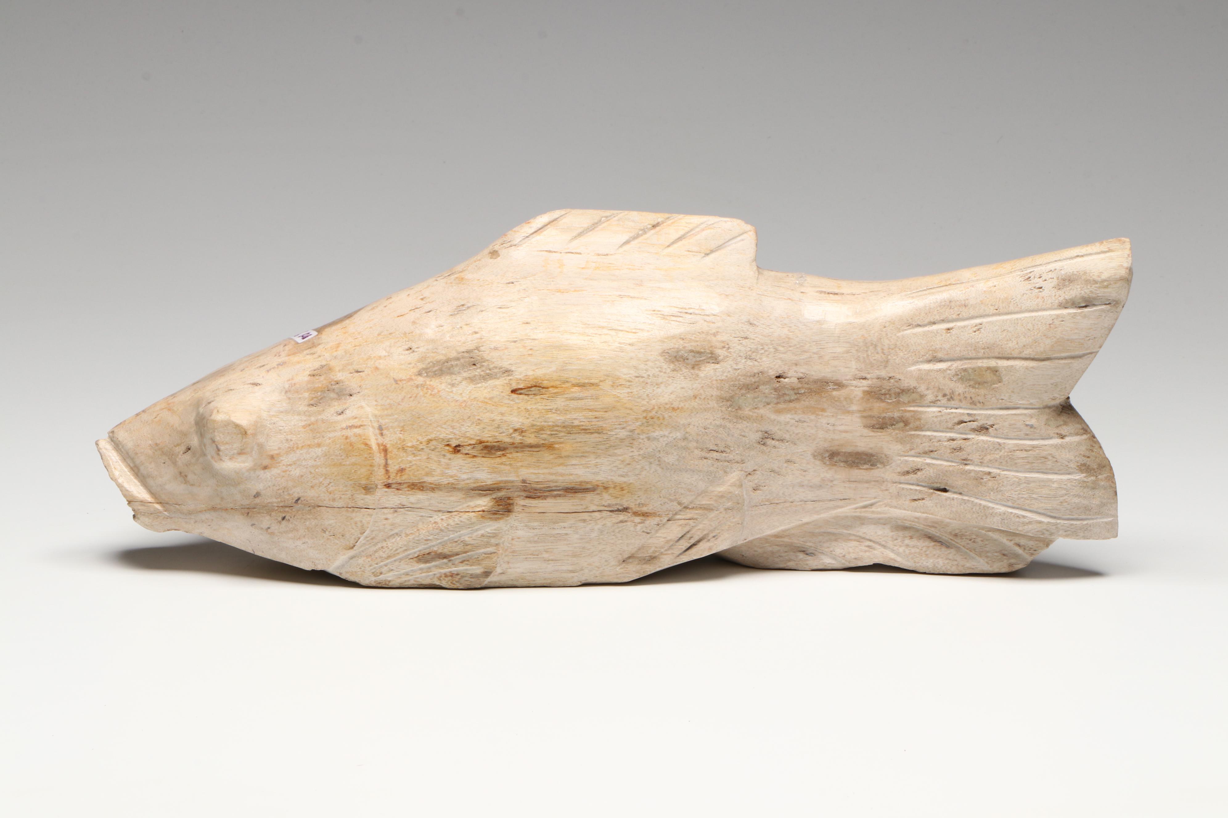 Carved Petrified Wood Fish Sculpture