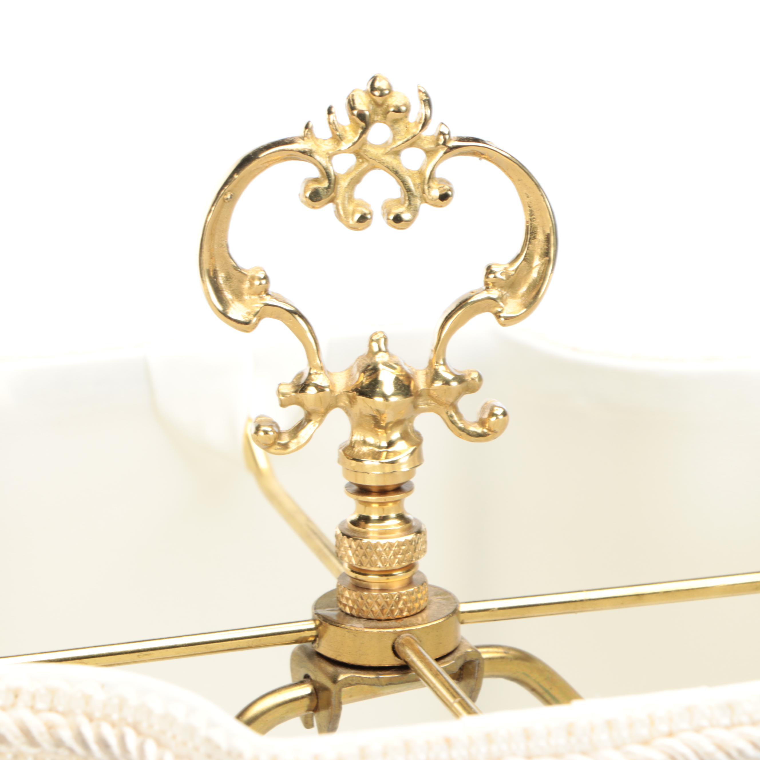 Bradburn Gallery Porcelain Vase Lamps with Lotus Handles & Scalloped Bell Shades