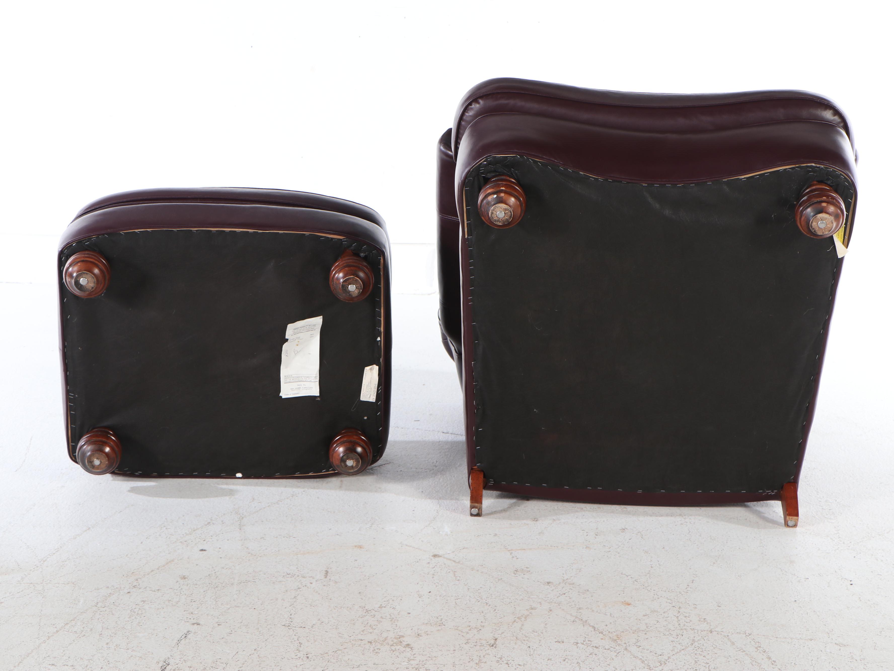 Sam Moore Leather Armchair and Ottoman