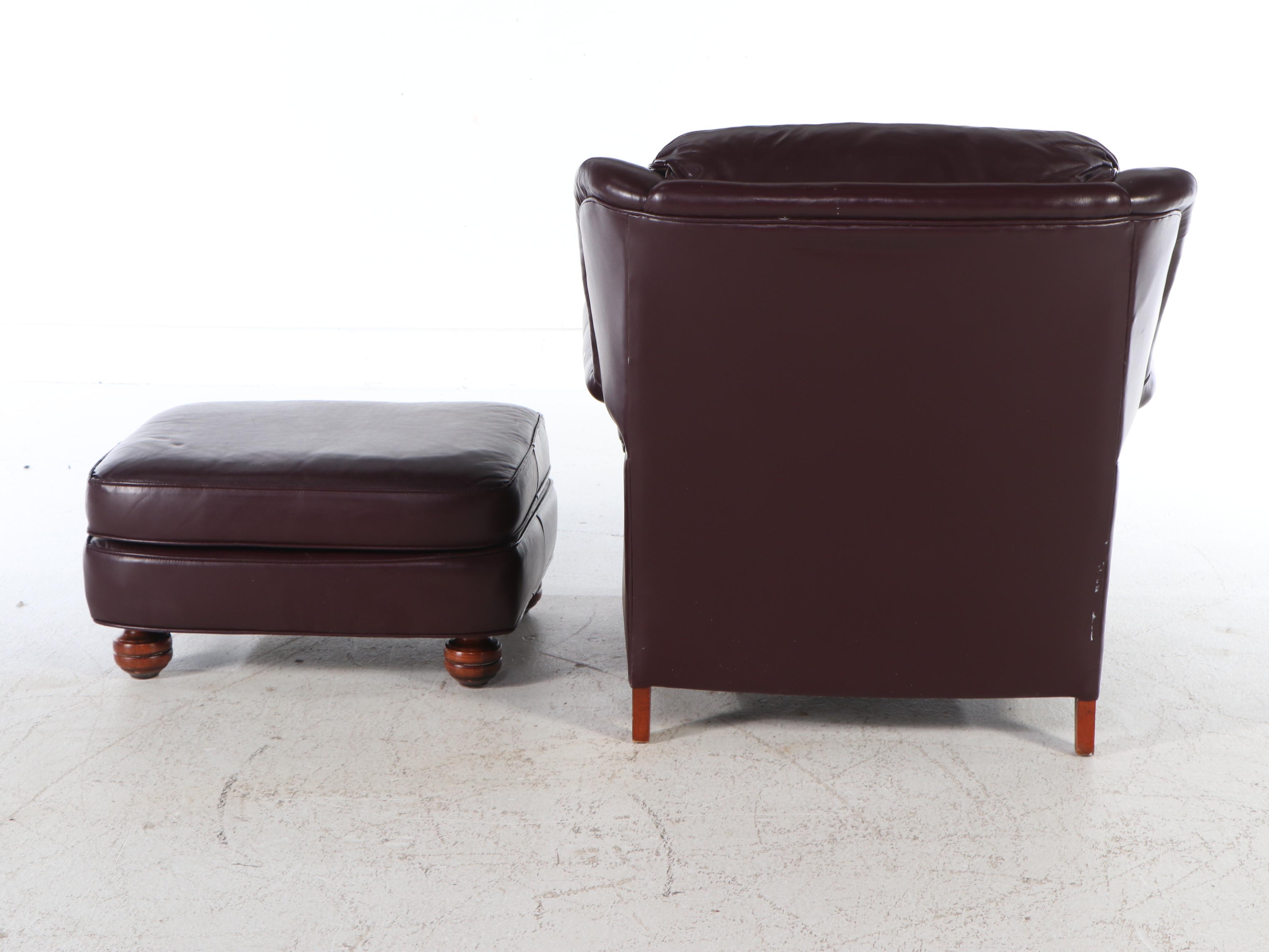 Sam Moore Leather Armchair and Ottoman