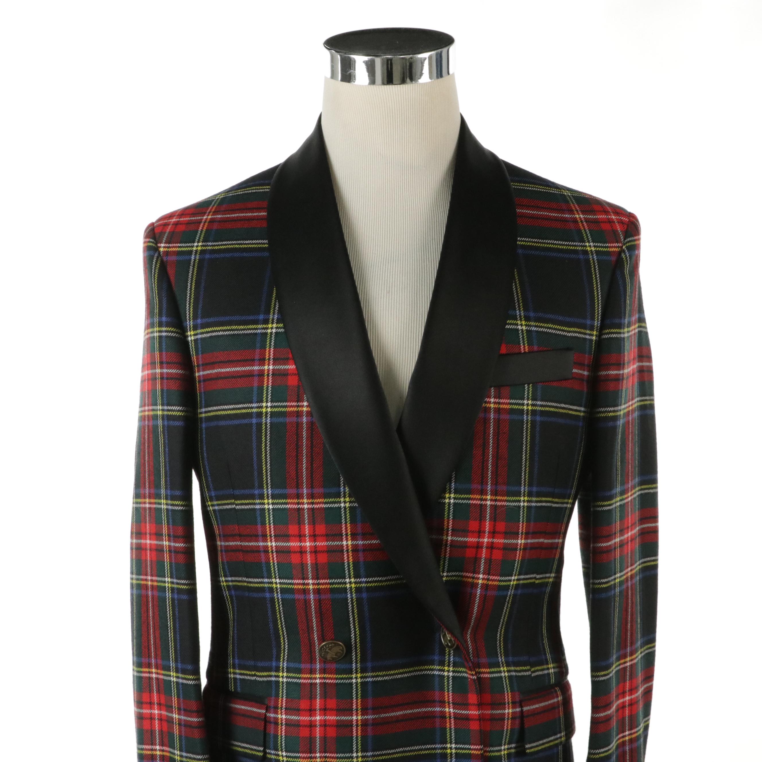 Men's Brooks Brothers Regent Fit Sports Coat in Red and Green Plaid Wool