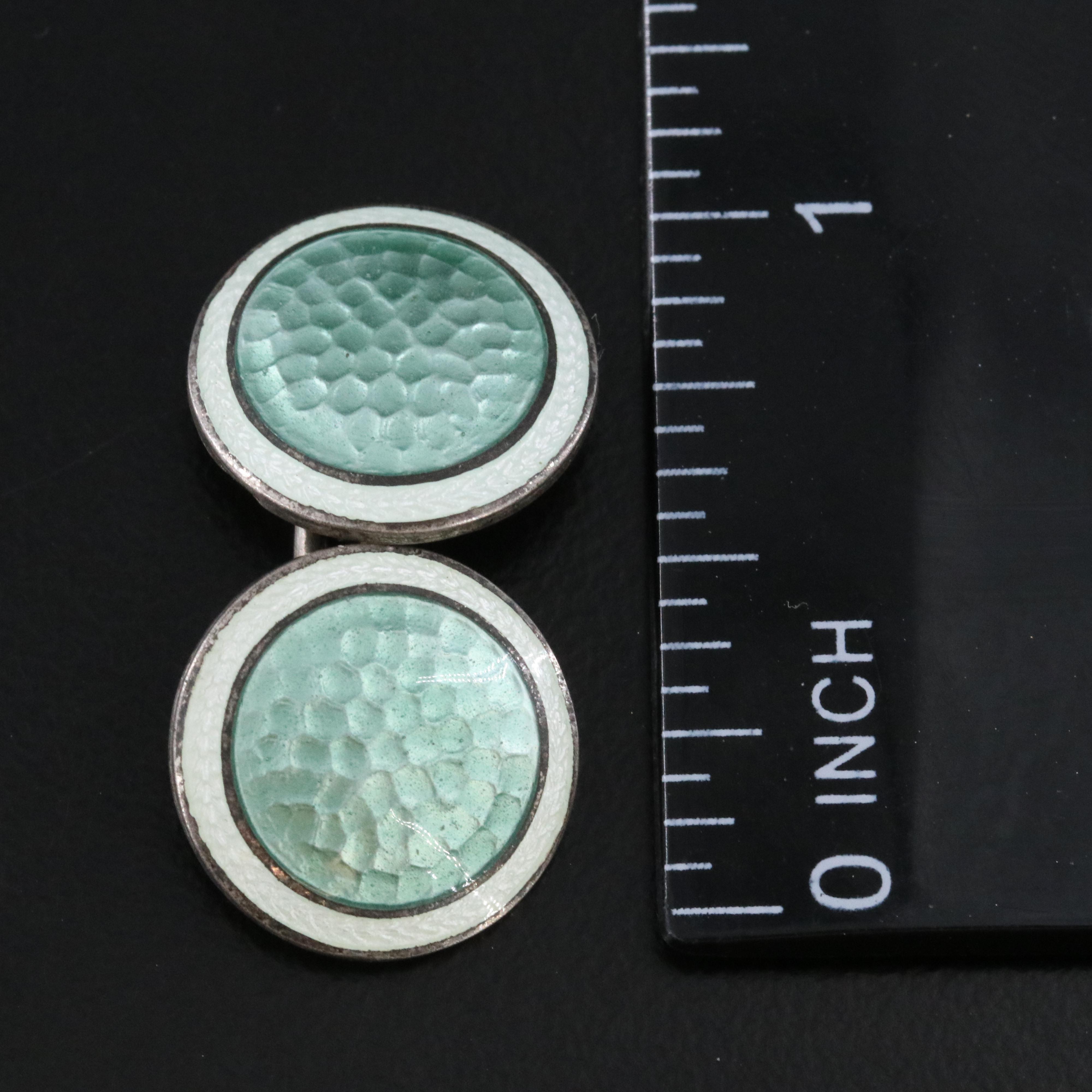 Art Deco Sterling ​Guilloché Enamel Cufflinks