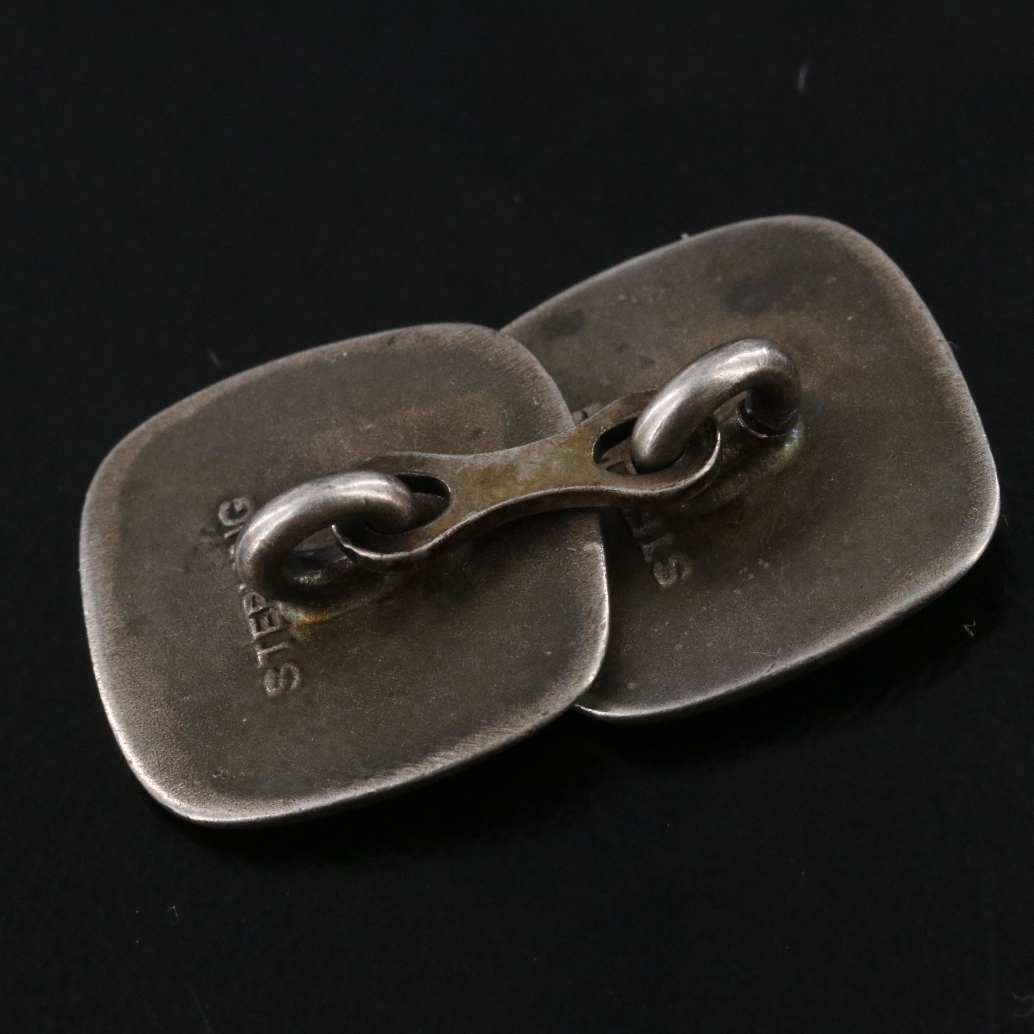 Art Deco Sterling ​Guilloché Enamel Cufflinks