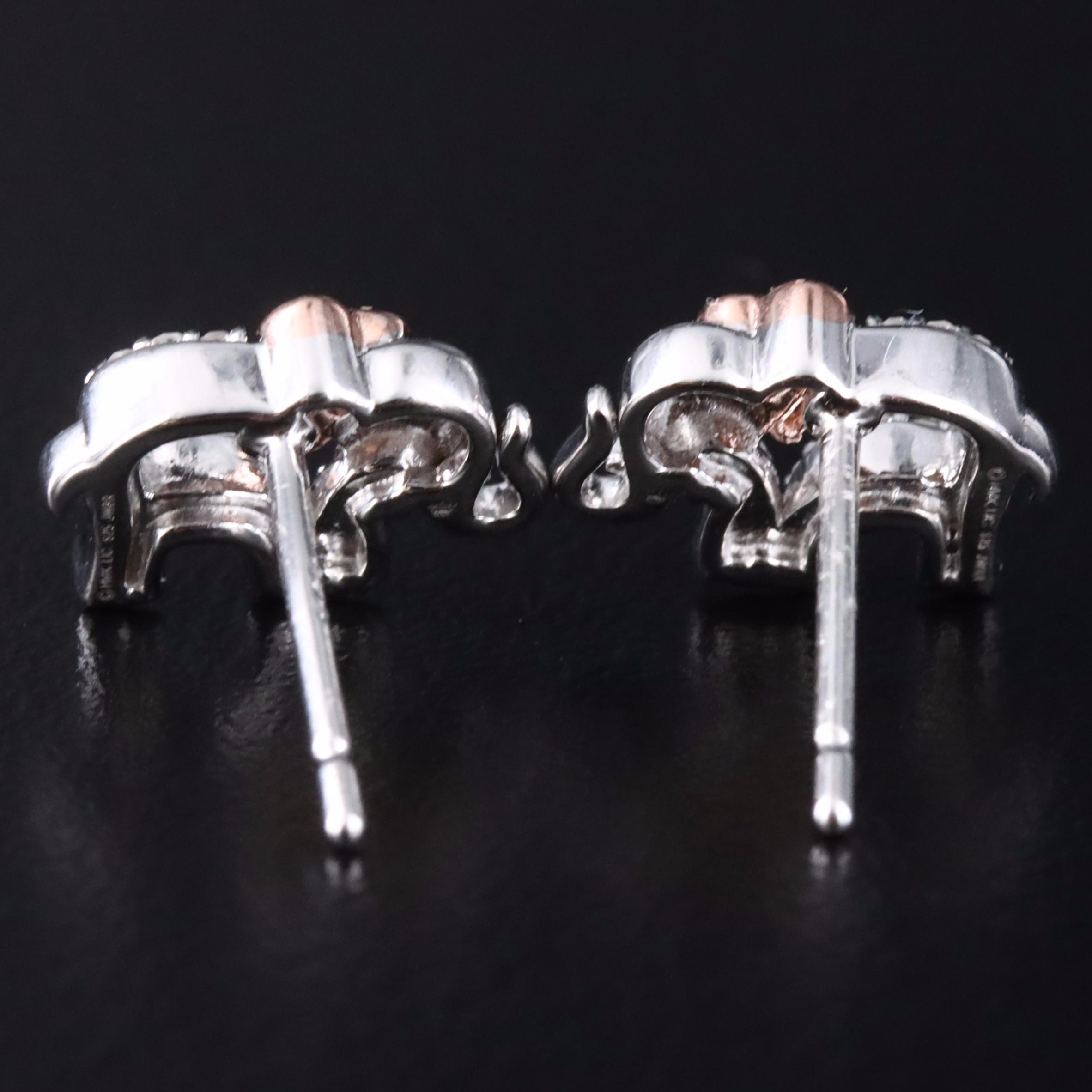 Sterling Diamond Lucky Elephant Earrings