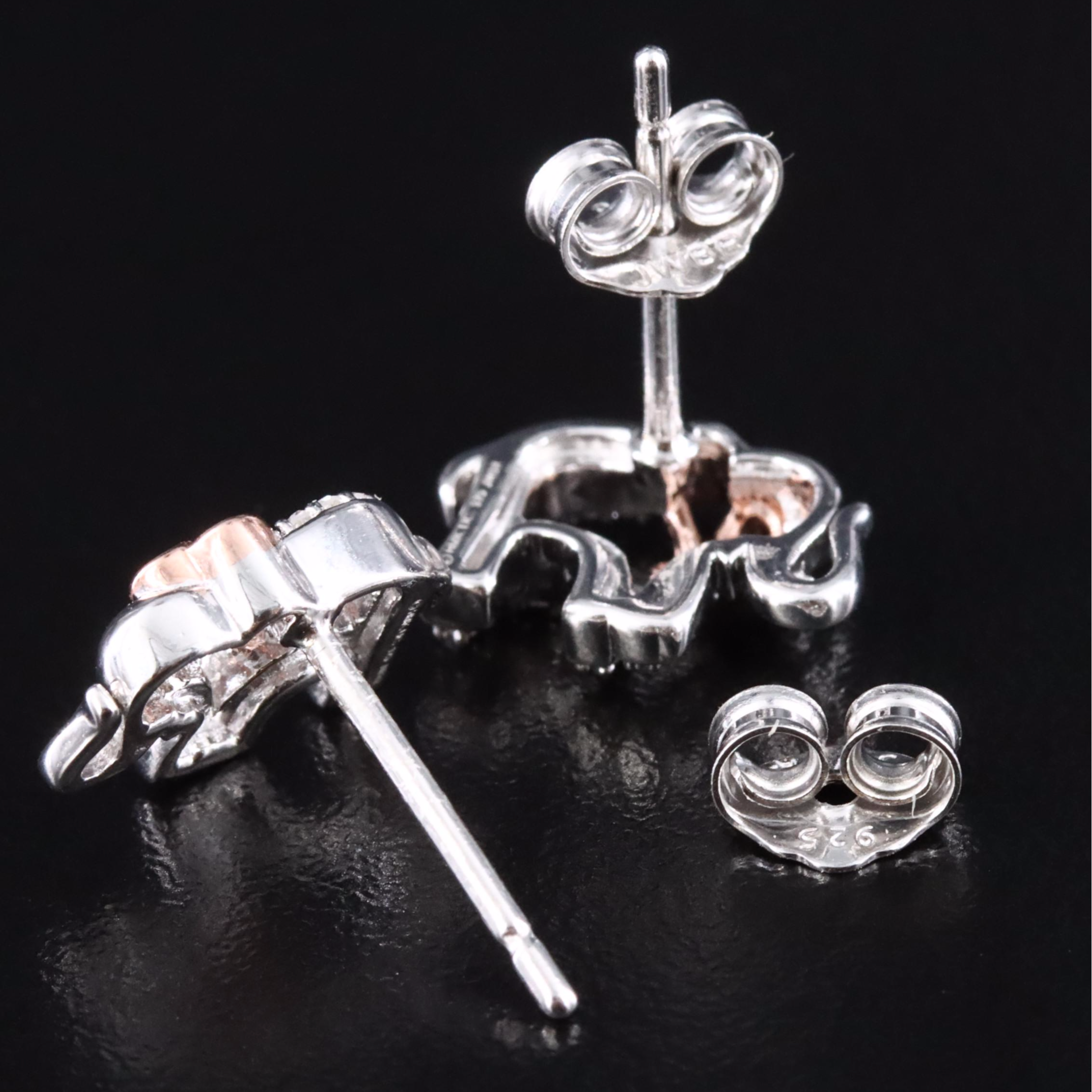 Sterling Diamond Lucky Elephant Earrings