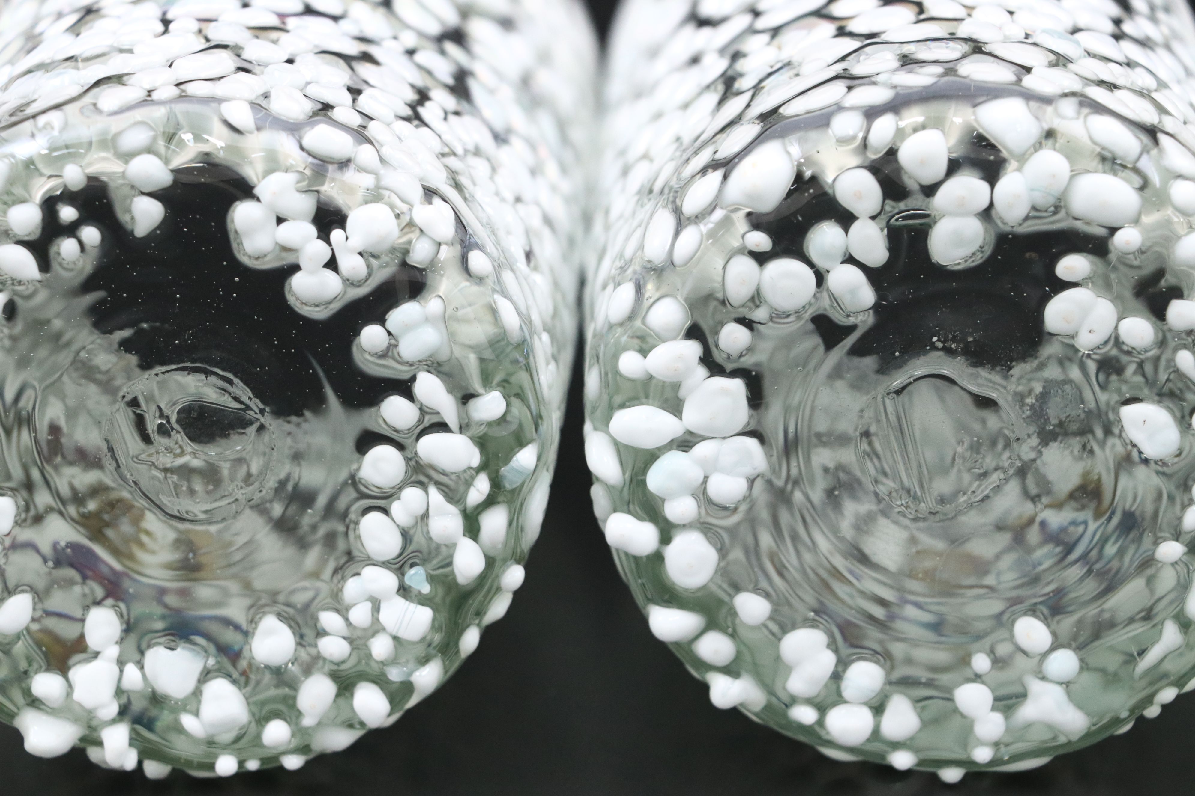 Iridescent White Graniti Blown Cups and Wine Glasses