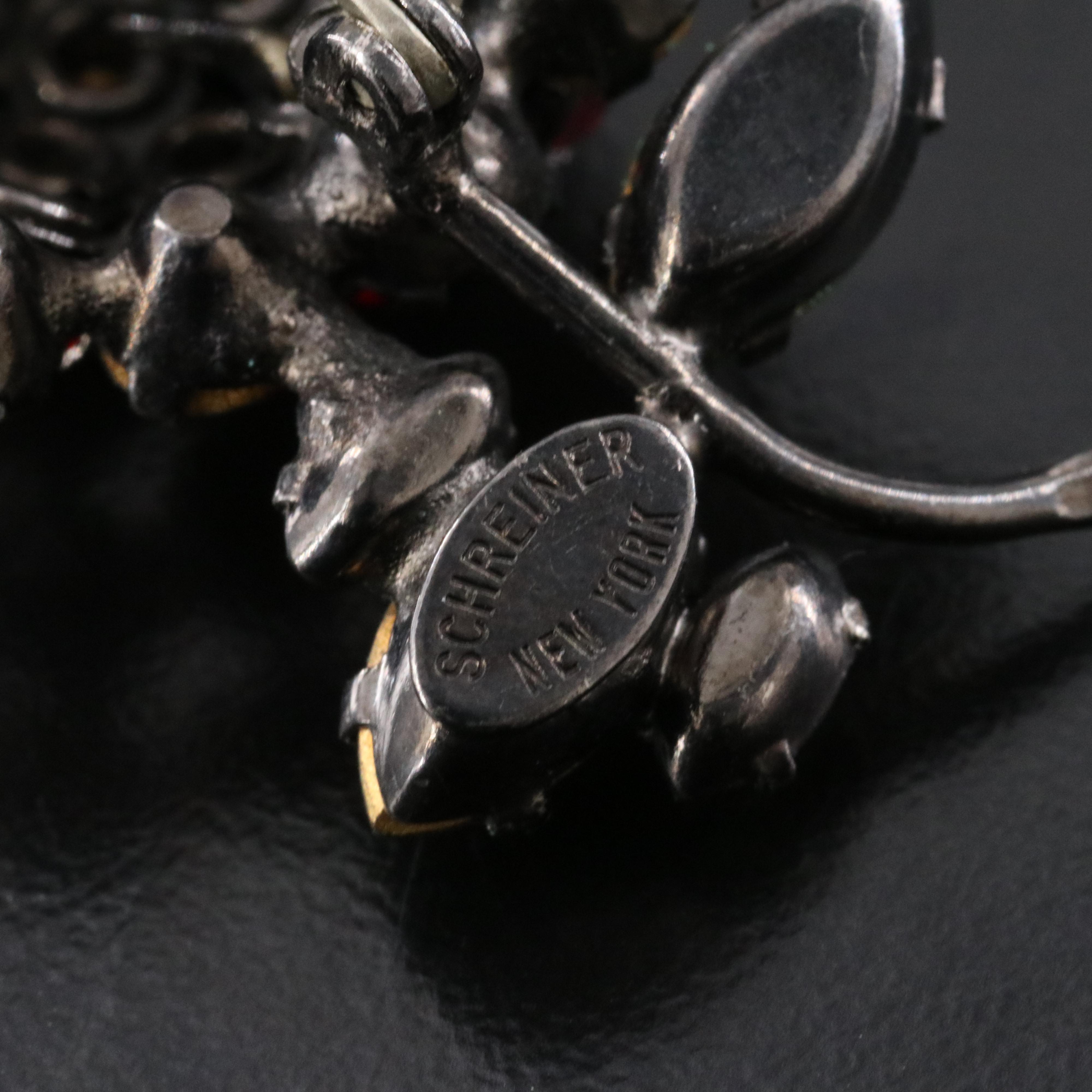 Schreiner Crystal Strawberry Brooch, 1950s