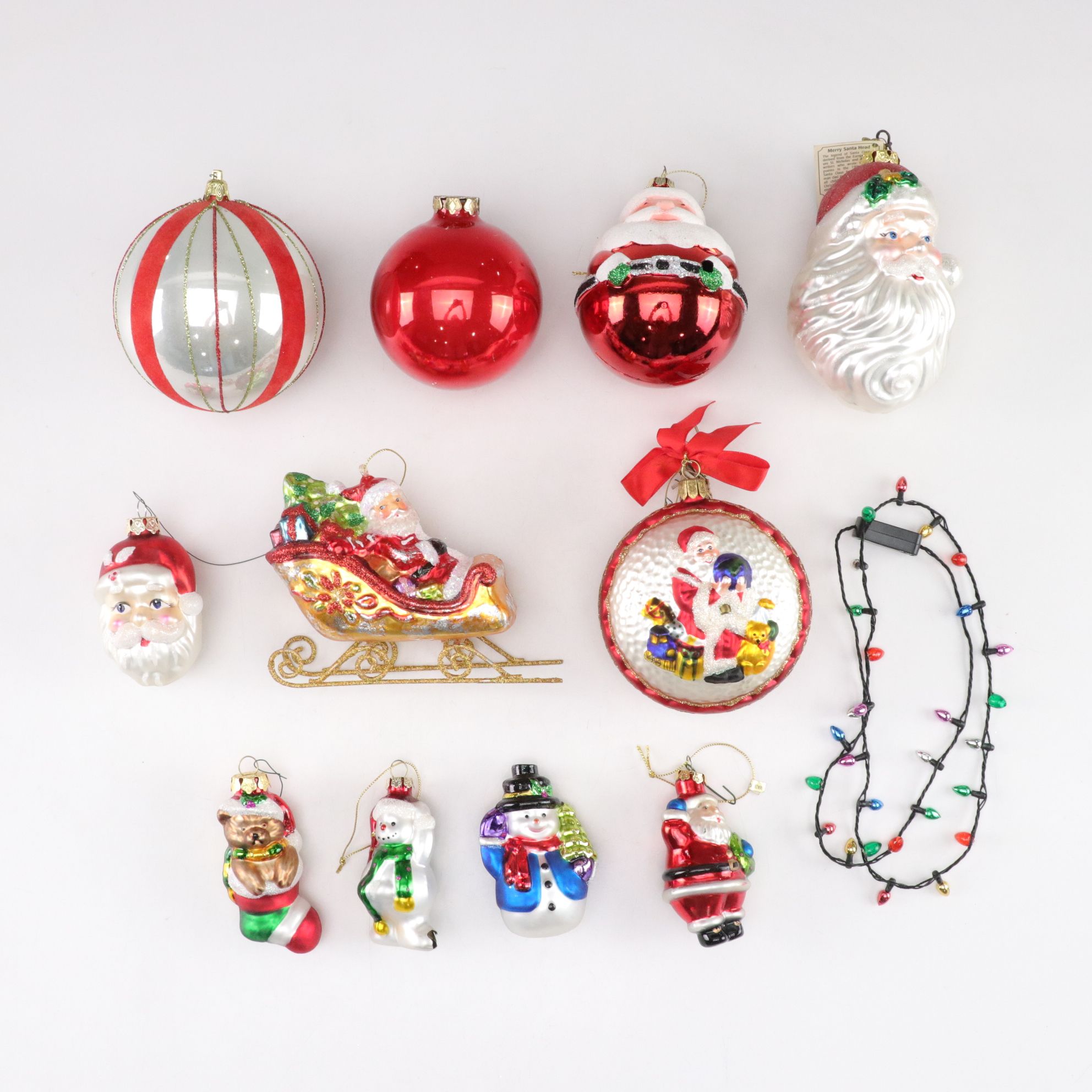 Santa Claus & Frosty the Snowman Glass Ornament Collection