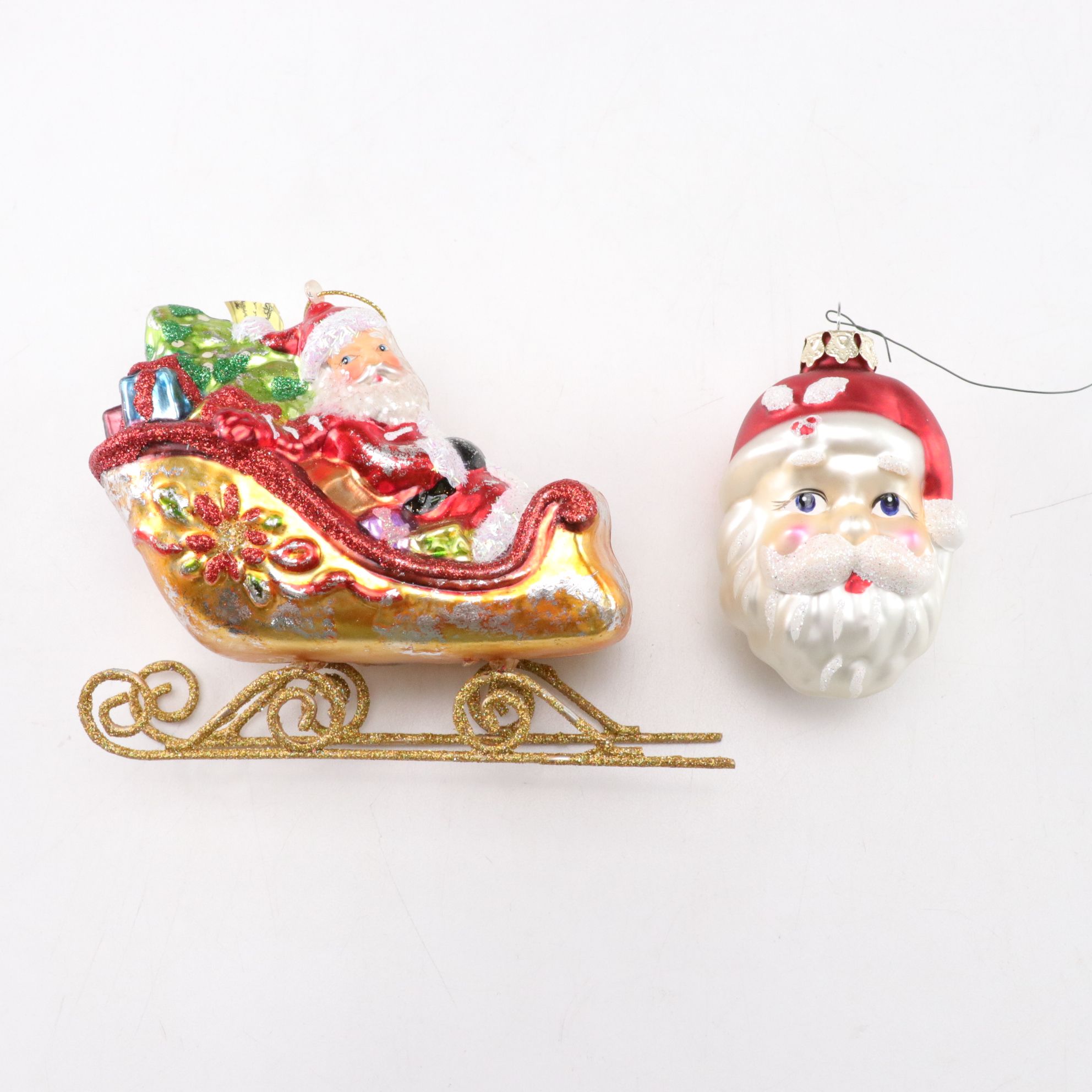 Santa Claus & Frosty the Snowman Glass Ornament Collection