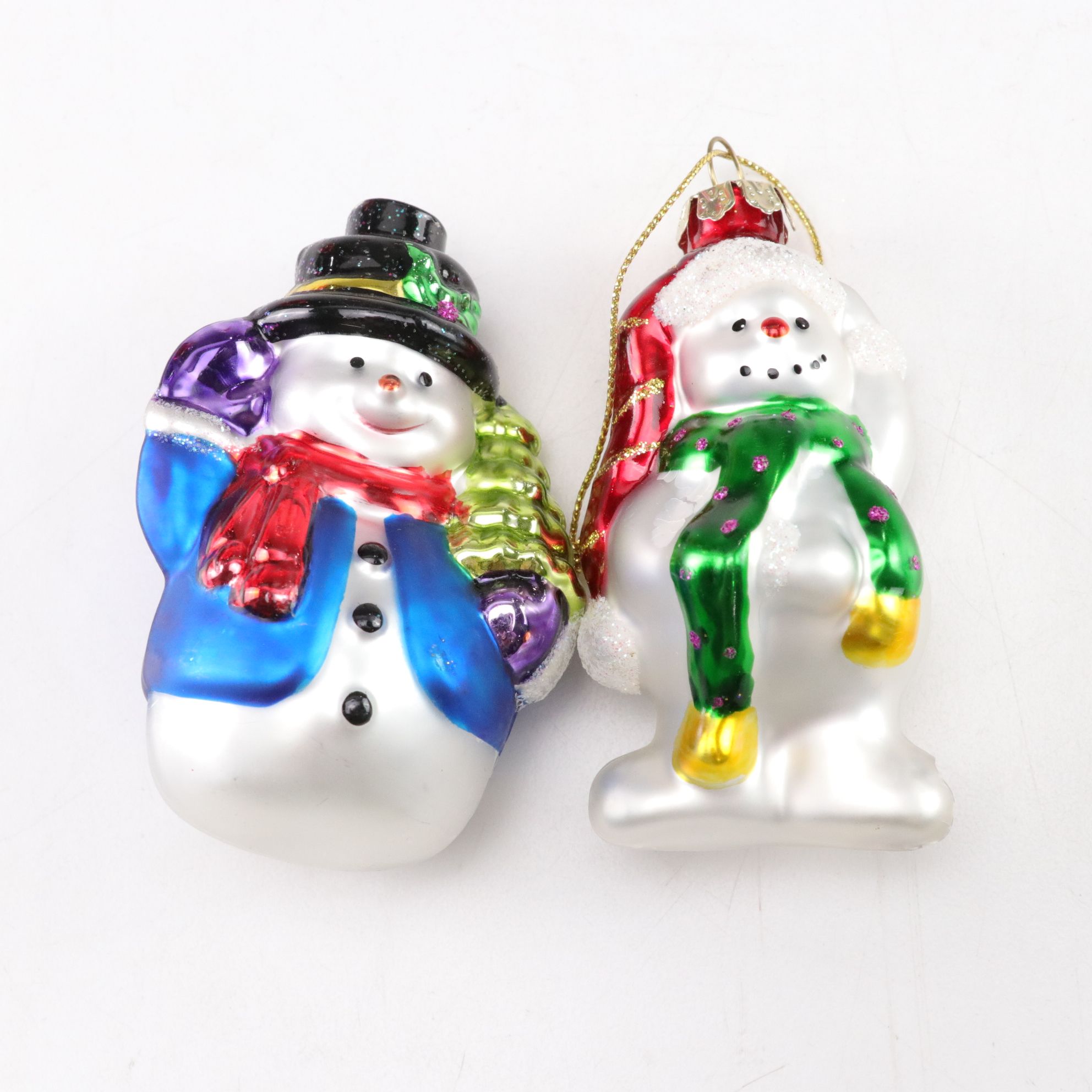 Santa Claus & Frosty the Snowman Glass Ornament Collection