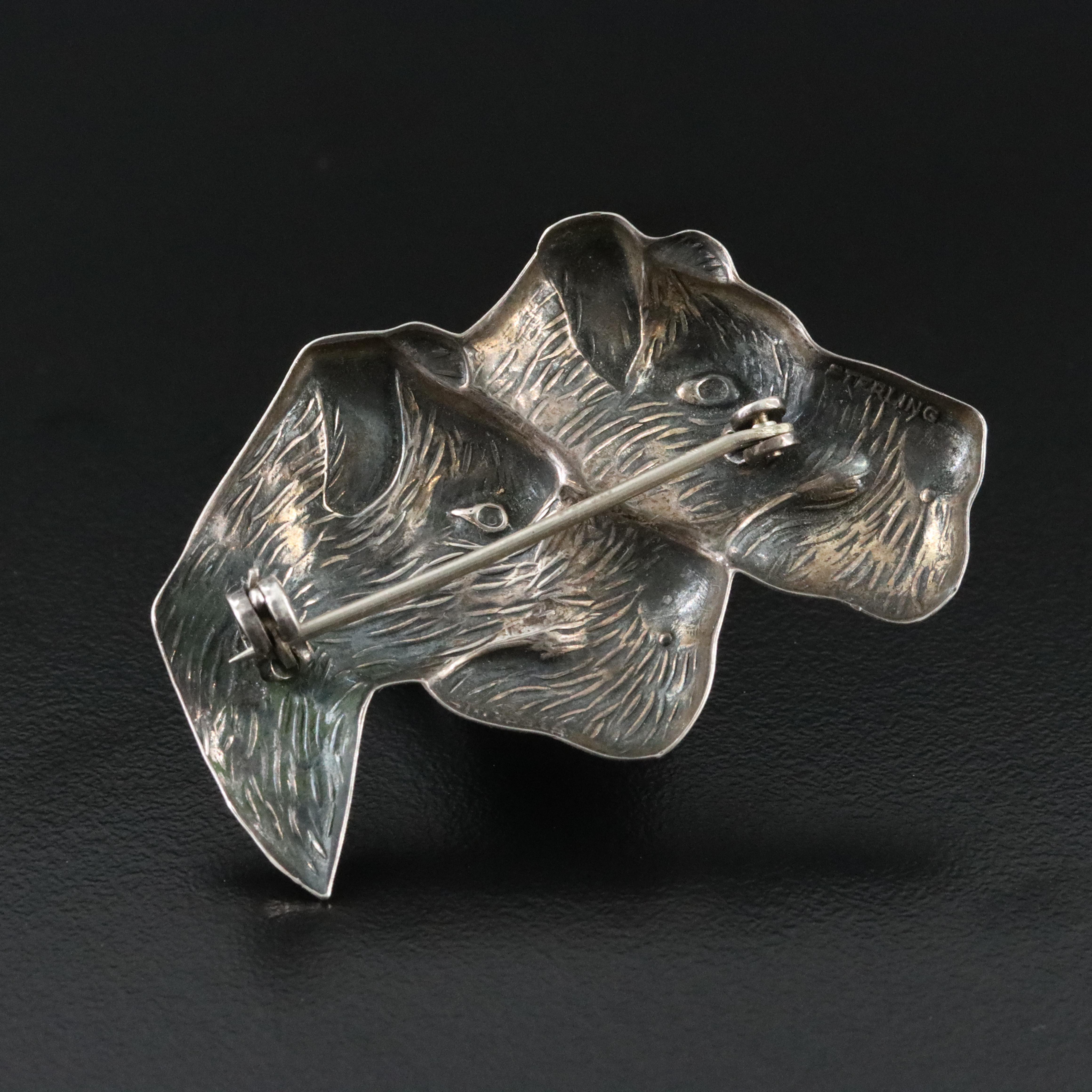 Sterling Terrier Dog Brooch