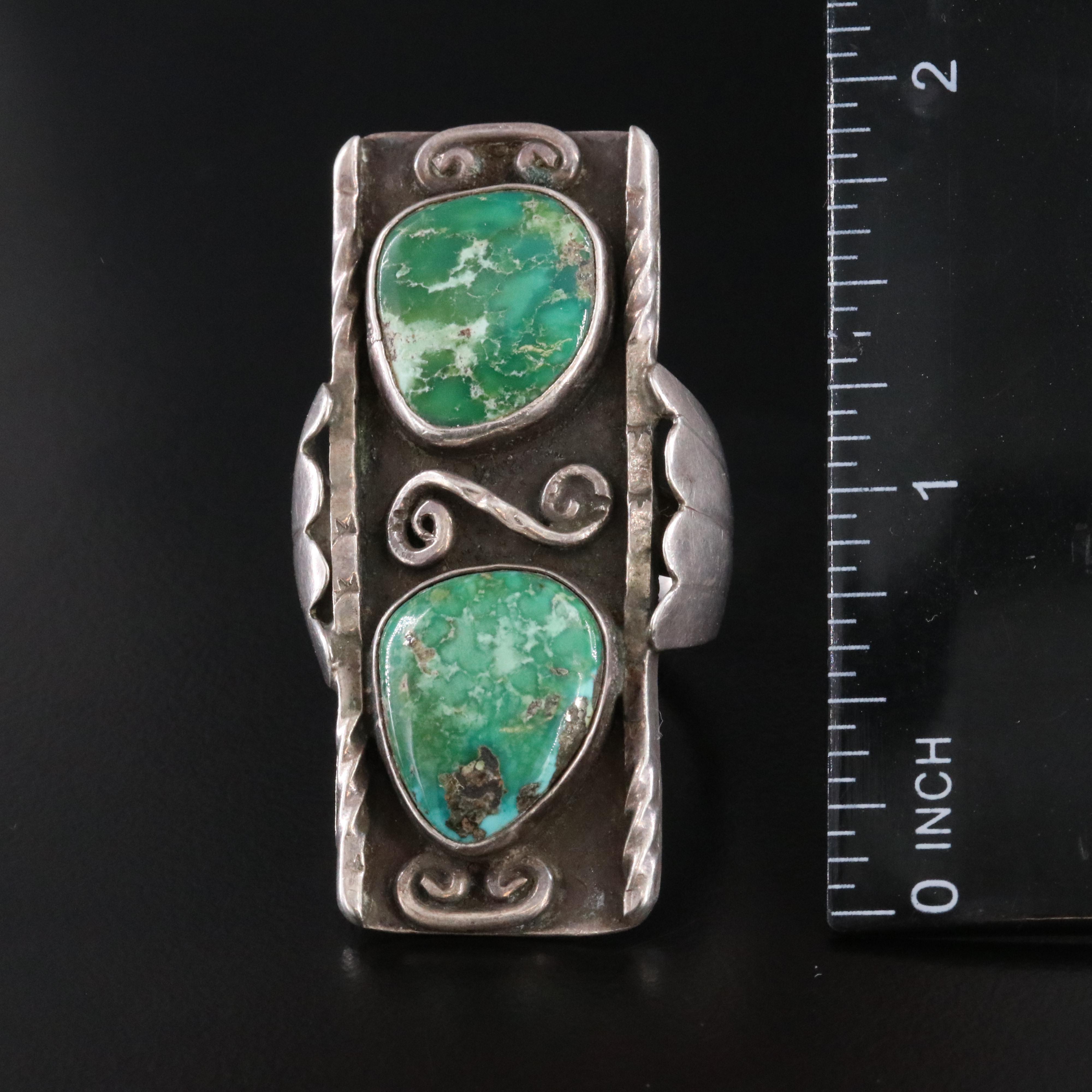 Western Style Sterling Turquoise Pointer Ring