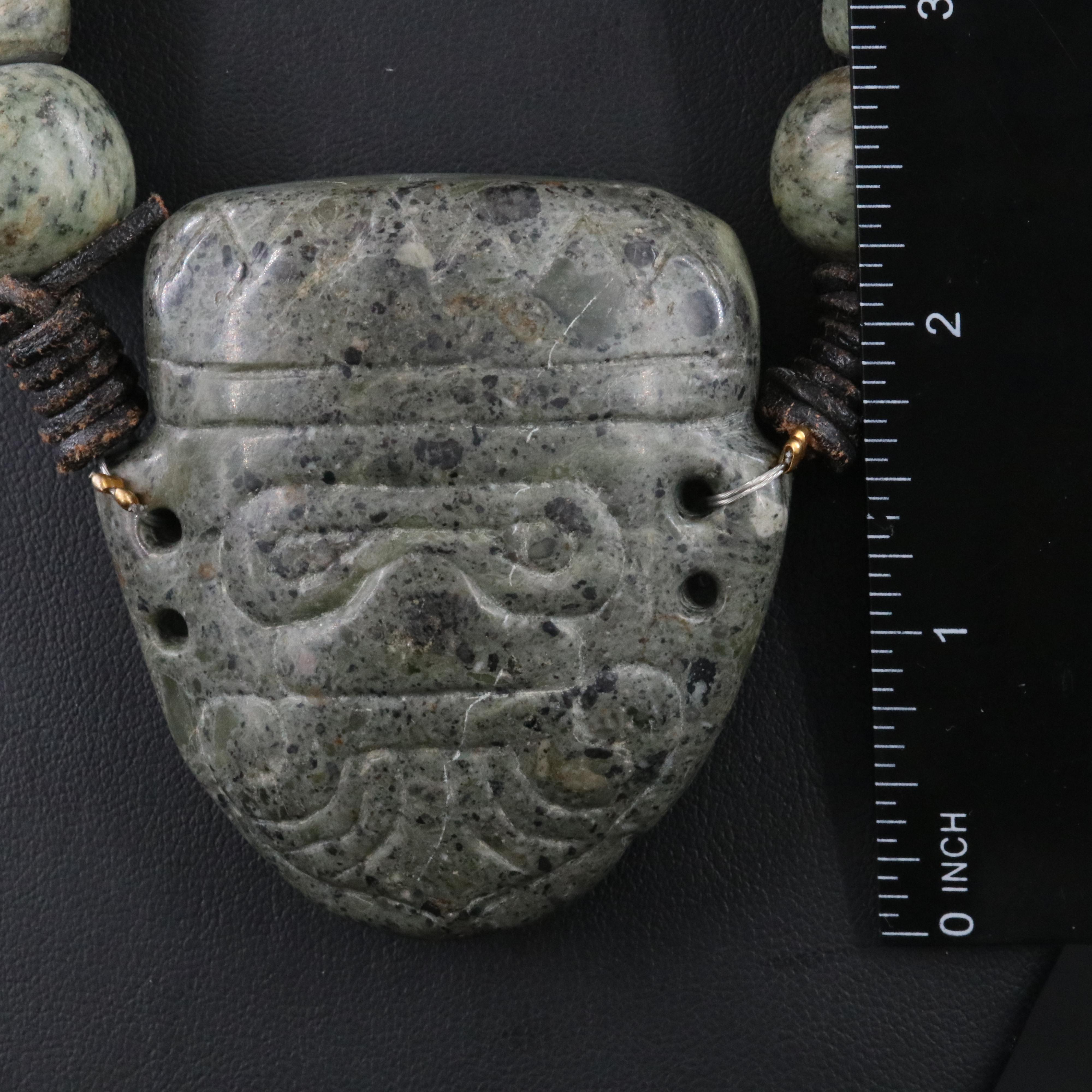 Serpentine Beaded and Carved Necklace