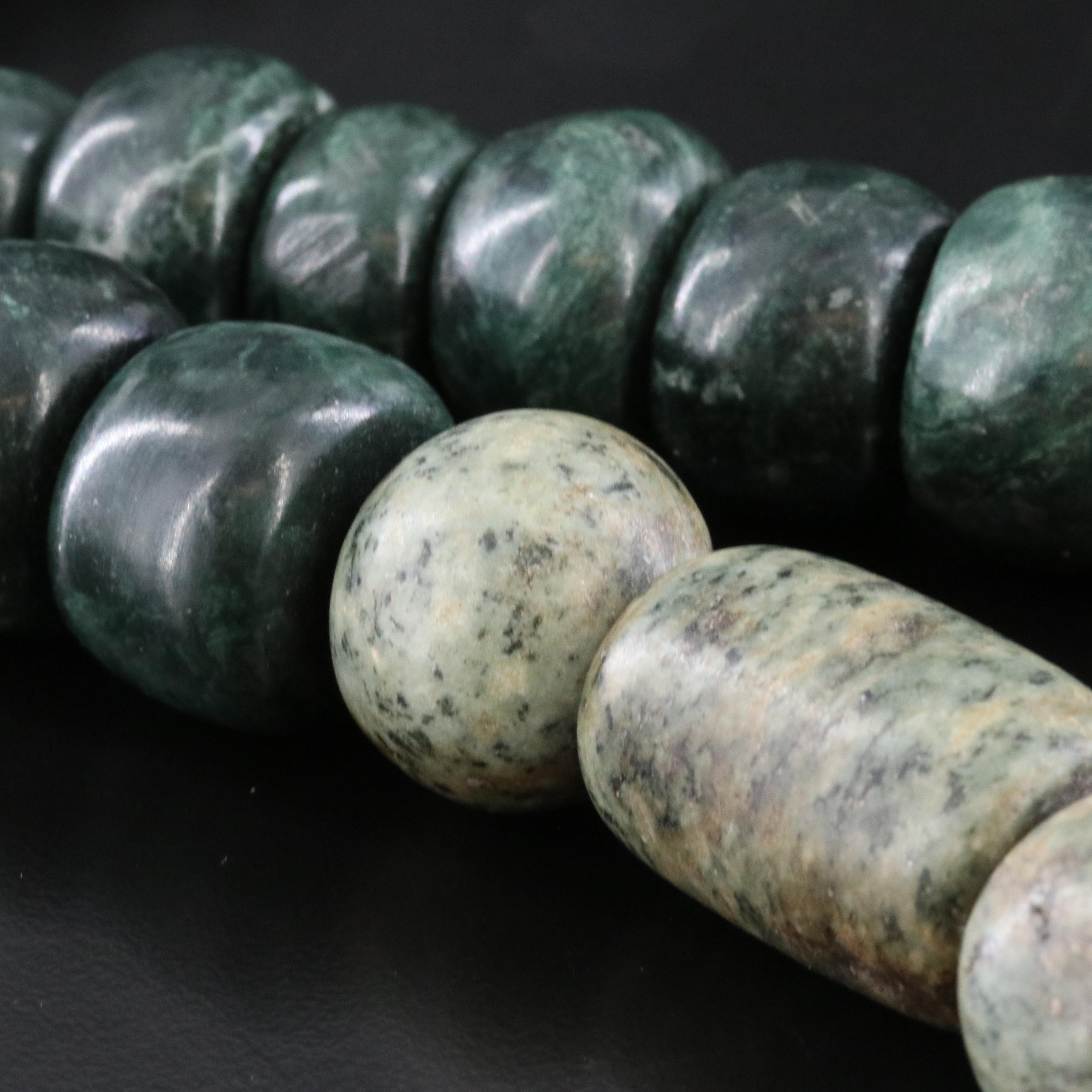 Serpentine Beaded and Carved Necklace