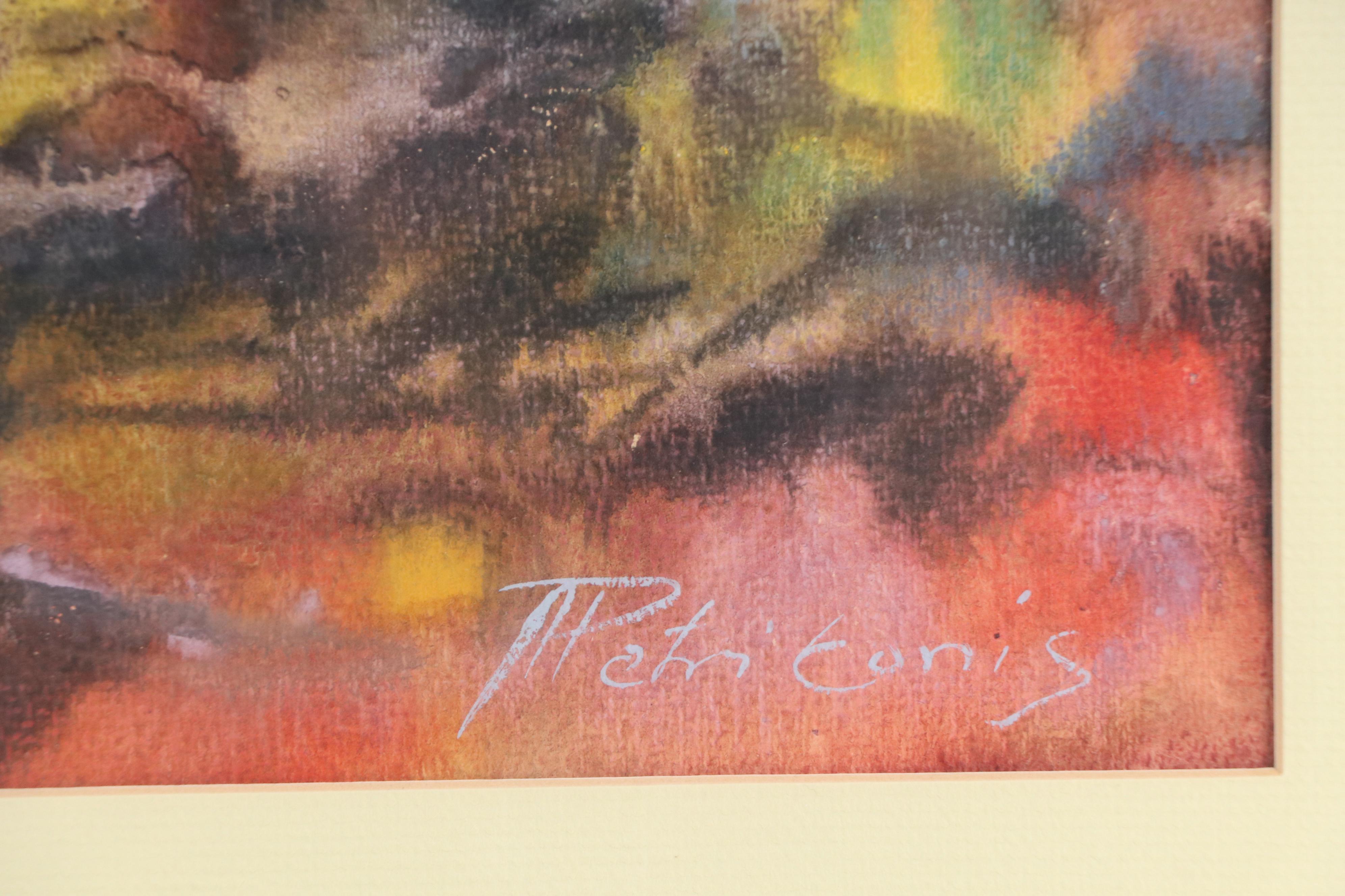 Antanas Petrikonis Forest Landscape Watercolor Painting, Late 20th Century