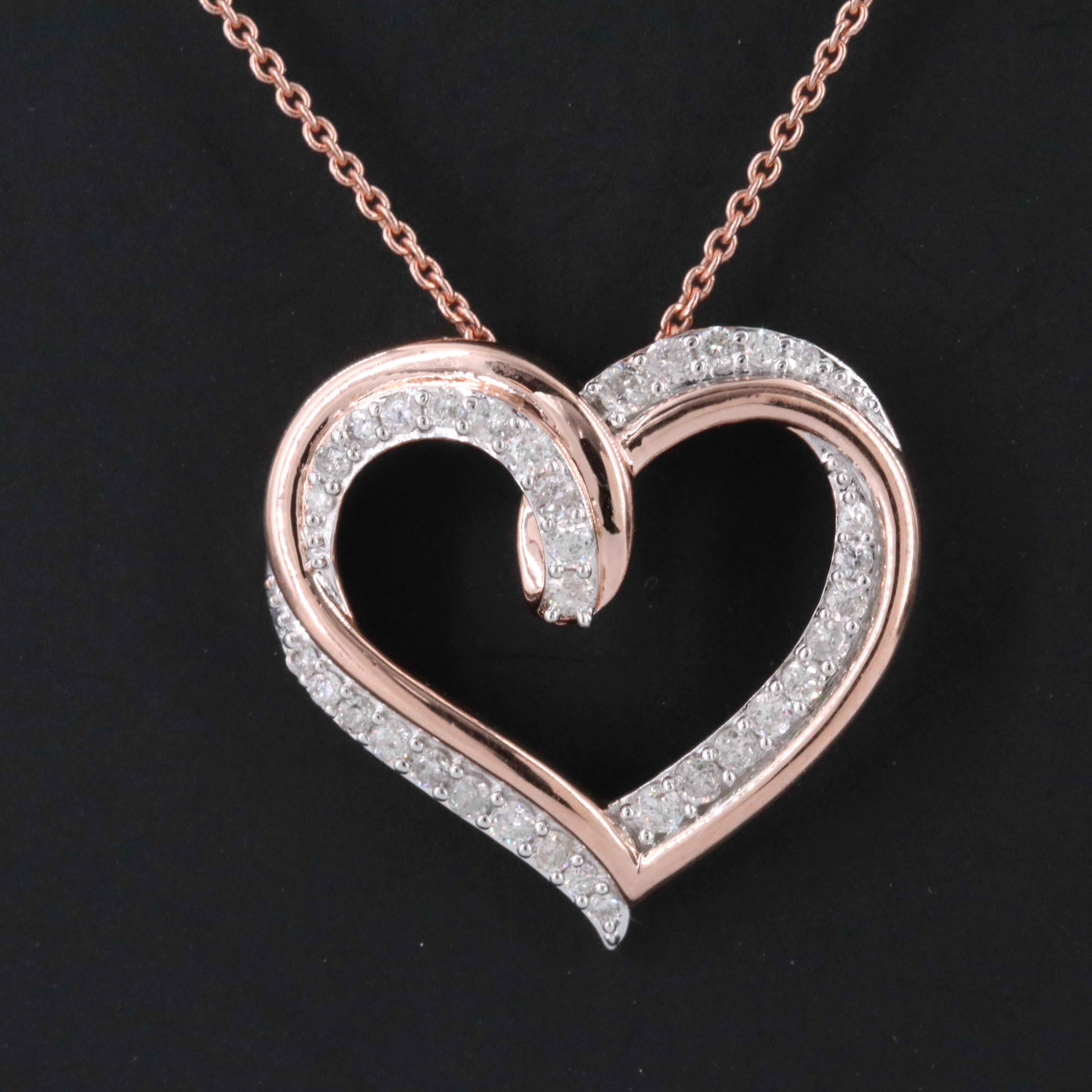 Sterling 0.42 CTW Diamond Heart Necklace