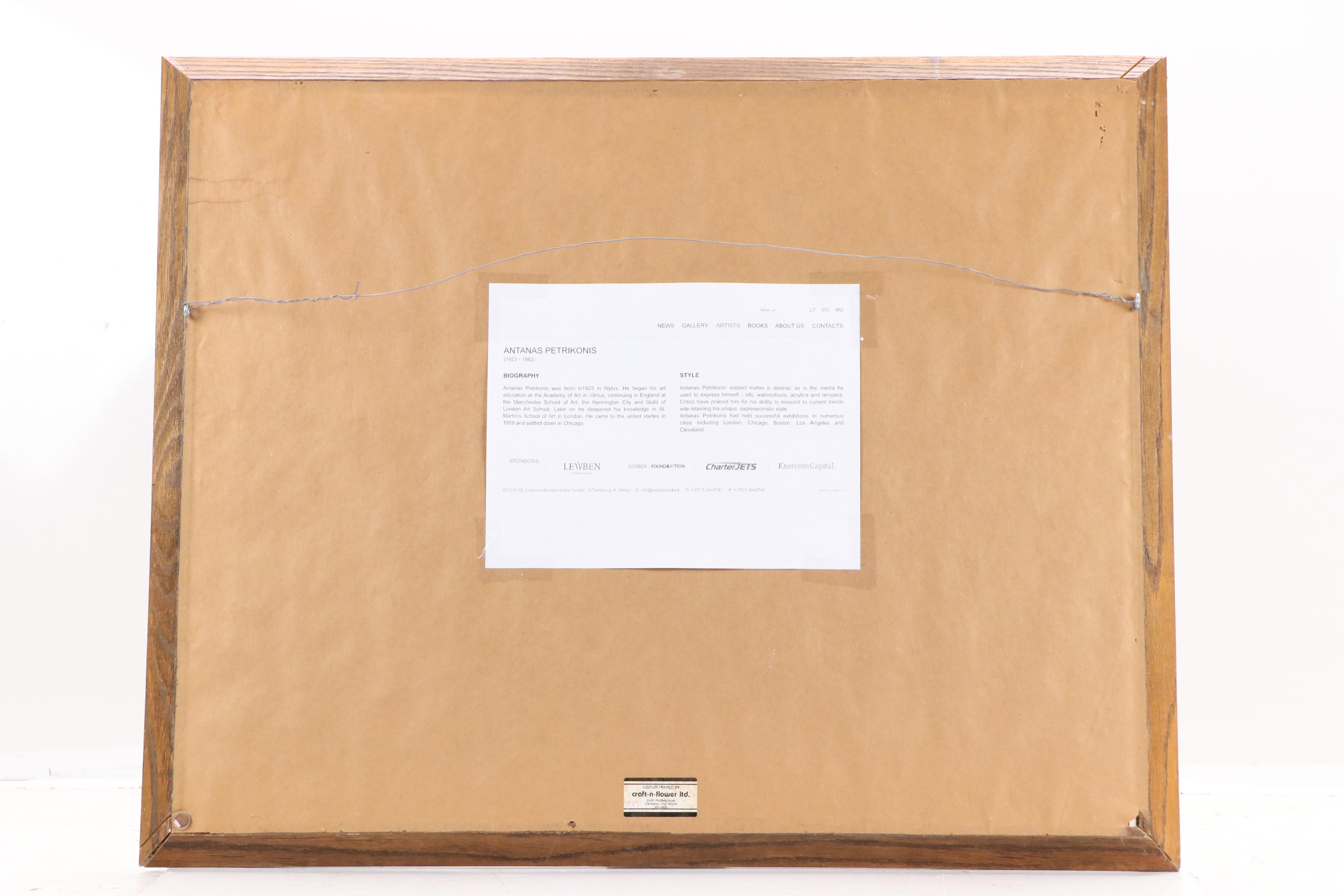 Antanas Petrikonis Forest Landscape Watercolor Painting, Late 20th Century