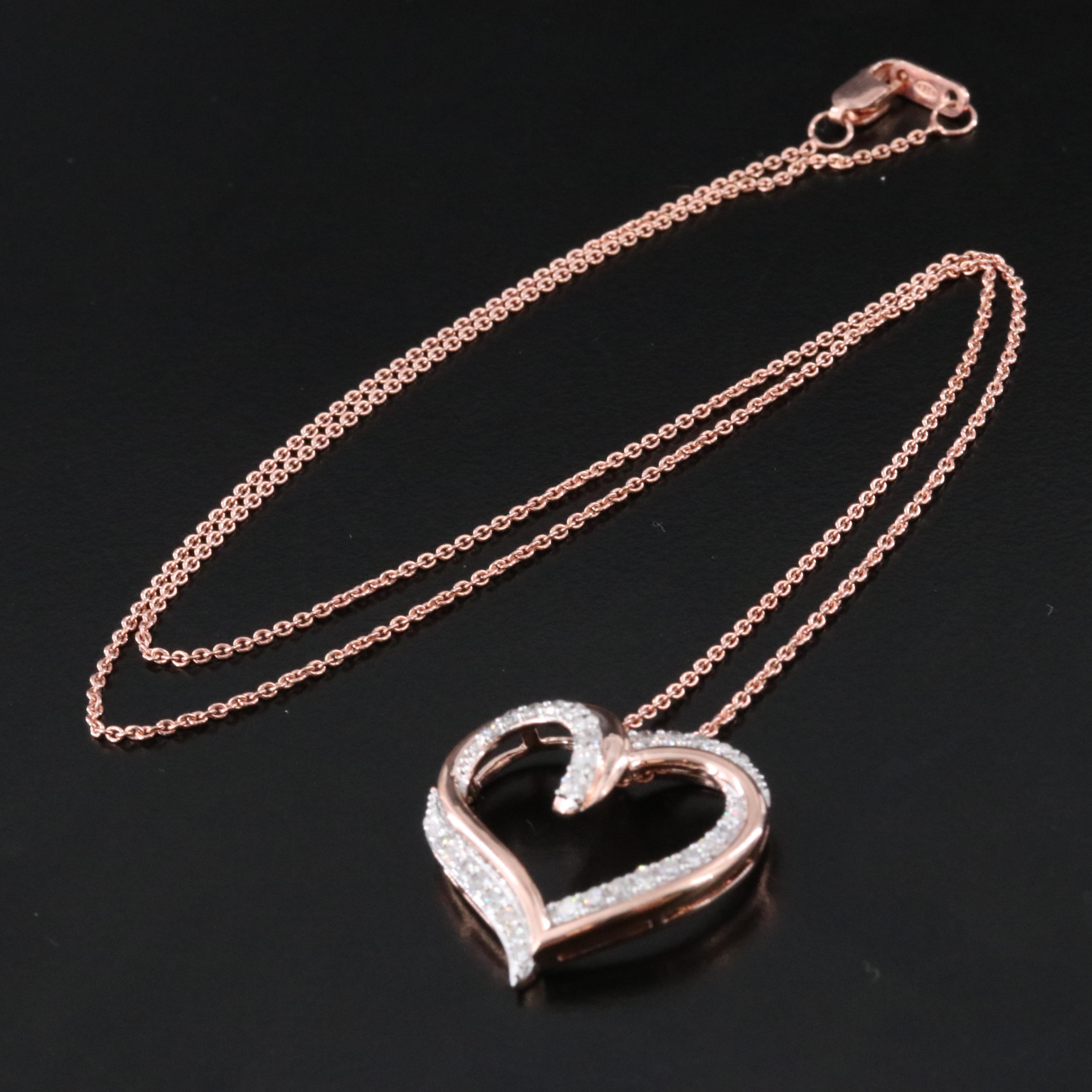 Sterling 0.42 CTW Diamond Heart Necklace
