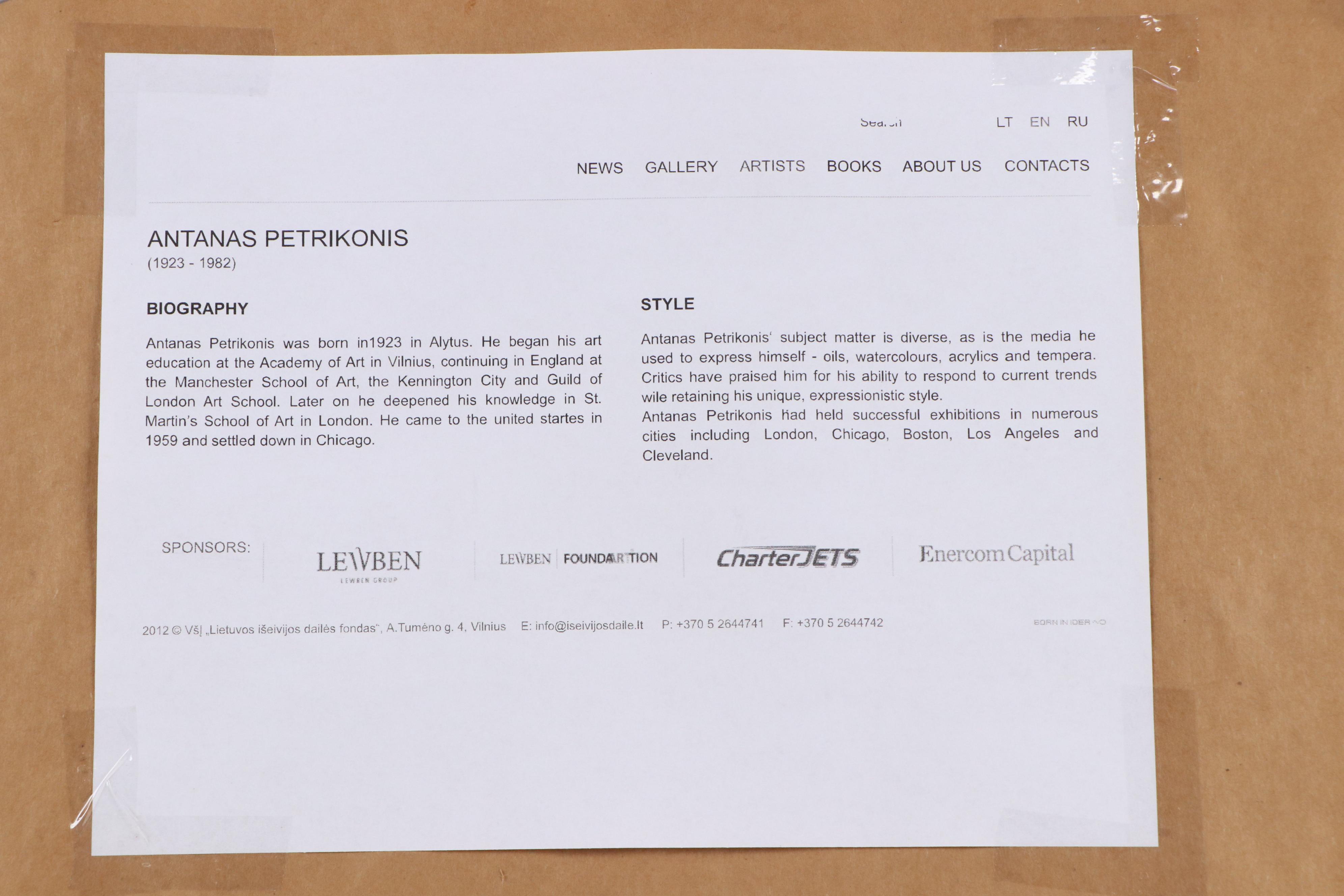 Antanas Petrikonis Forest Landscape Watercolor Painting, Late 20th Century