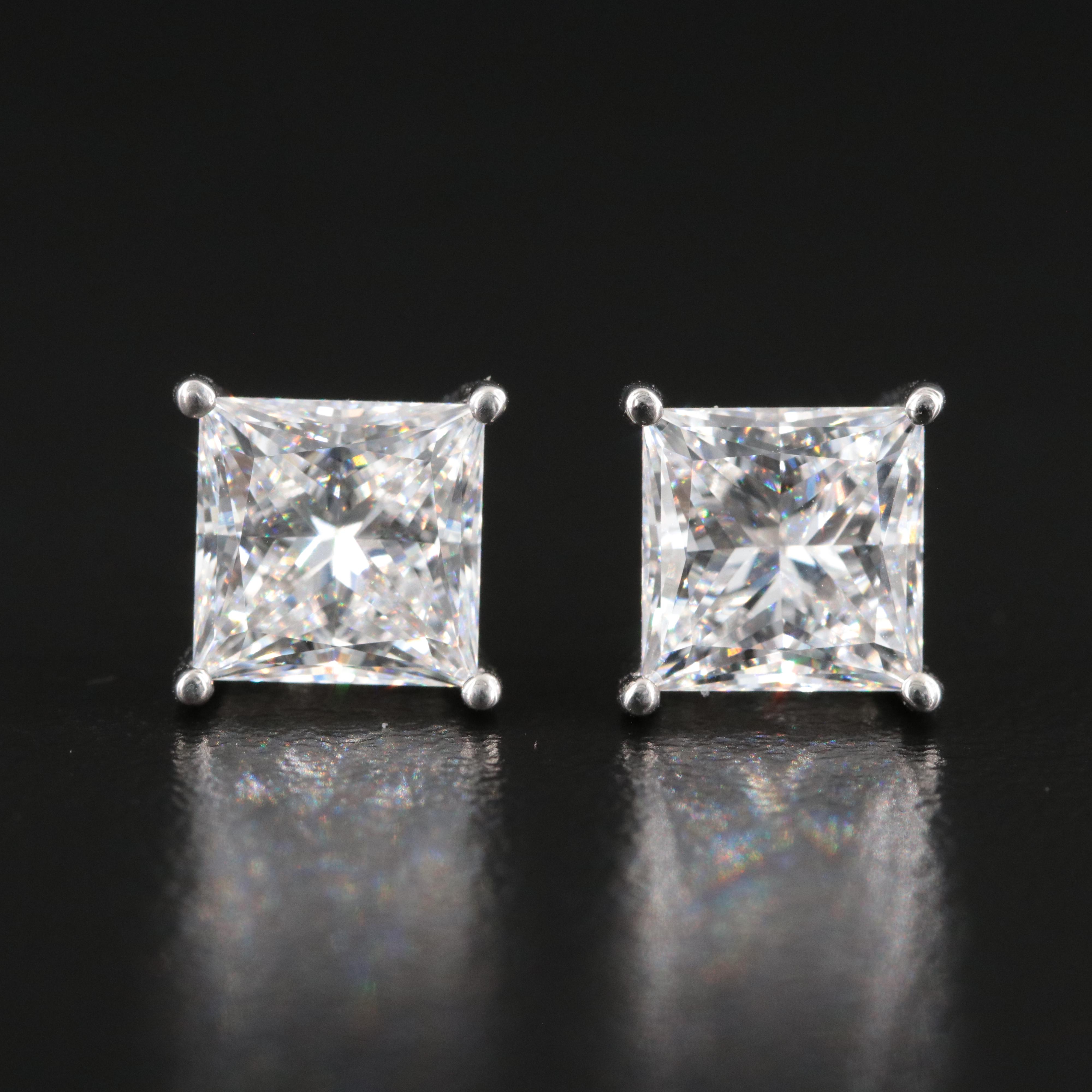 Platinum 4.18 CTW Lab Grown Diamond Stud Earrings with IGI Reports