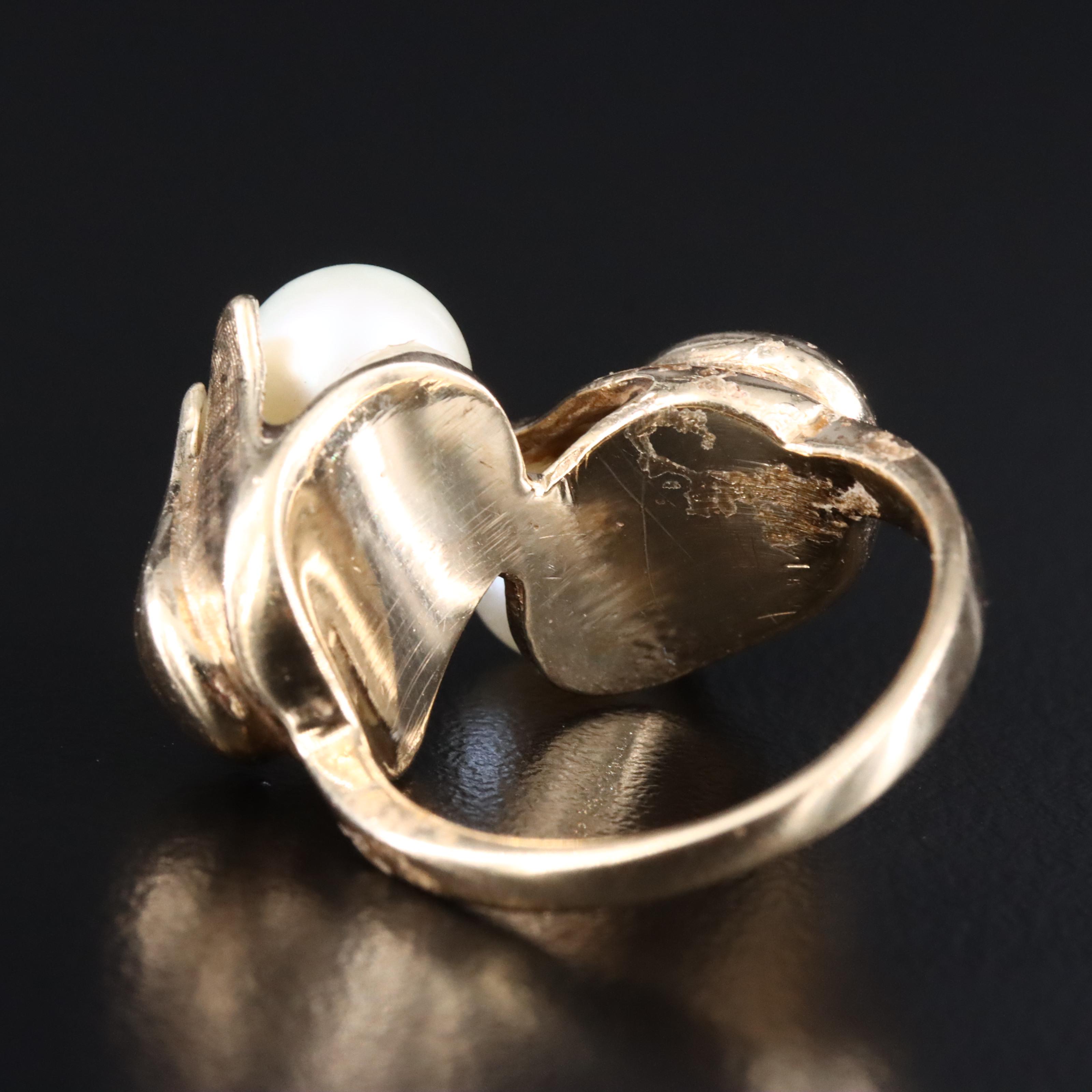 14K Pearl Flower Ring
