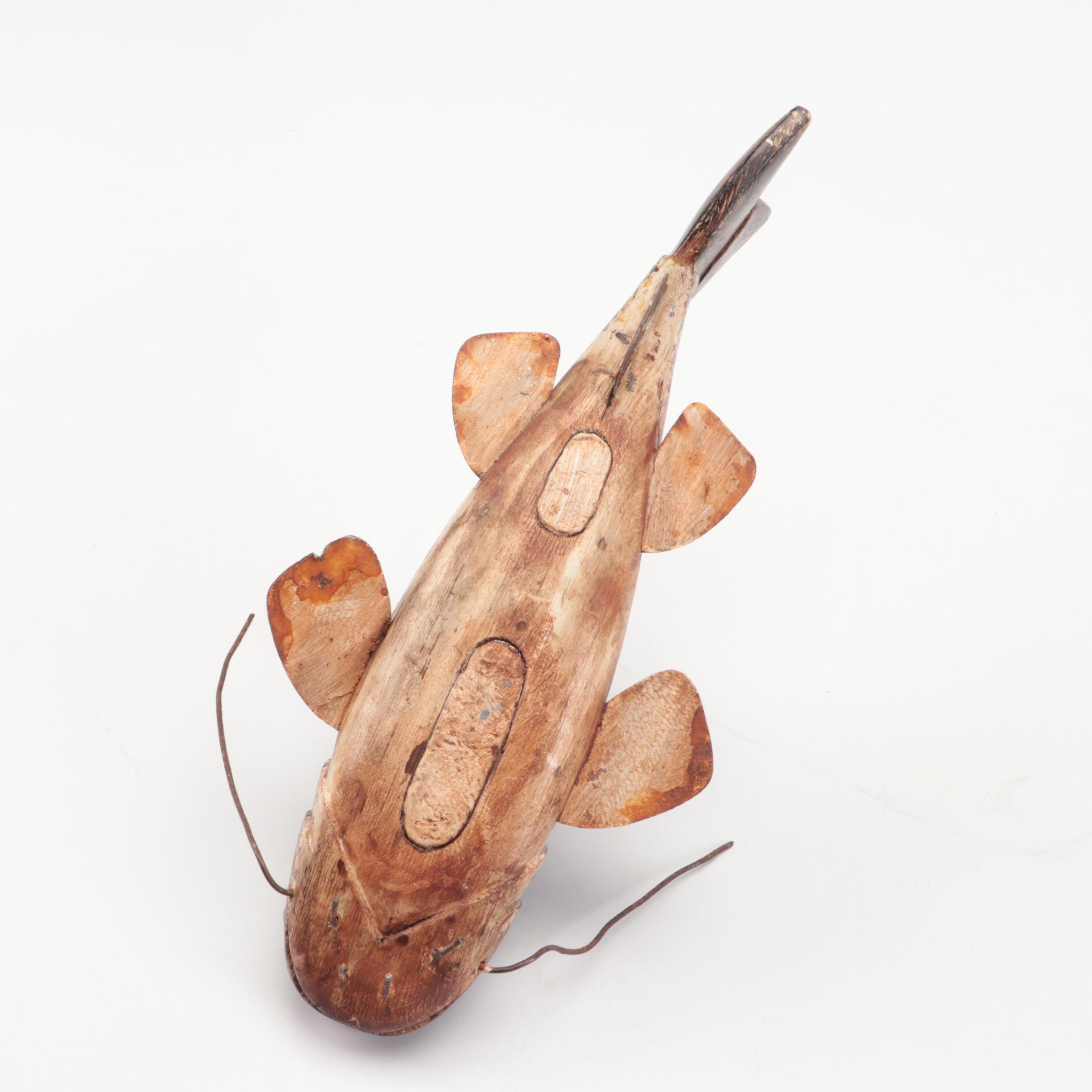 Carved Wooden Bullhead Catfish