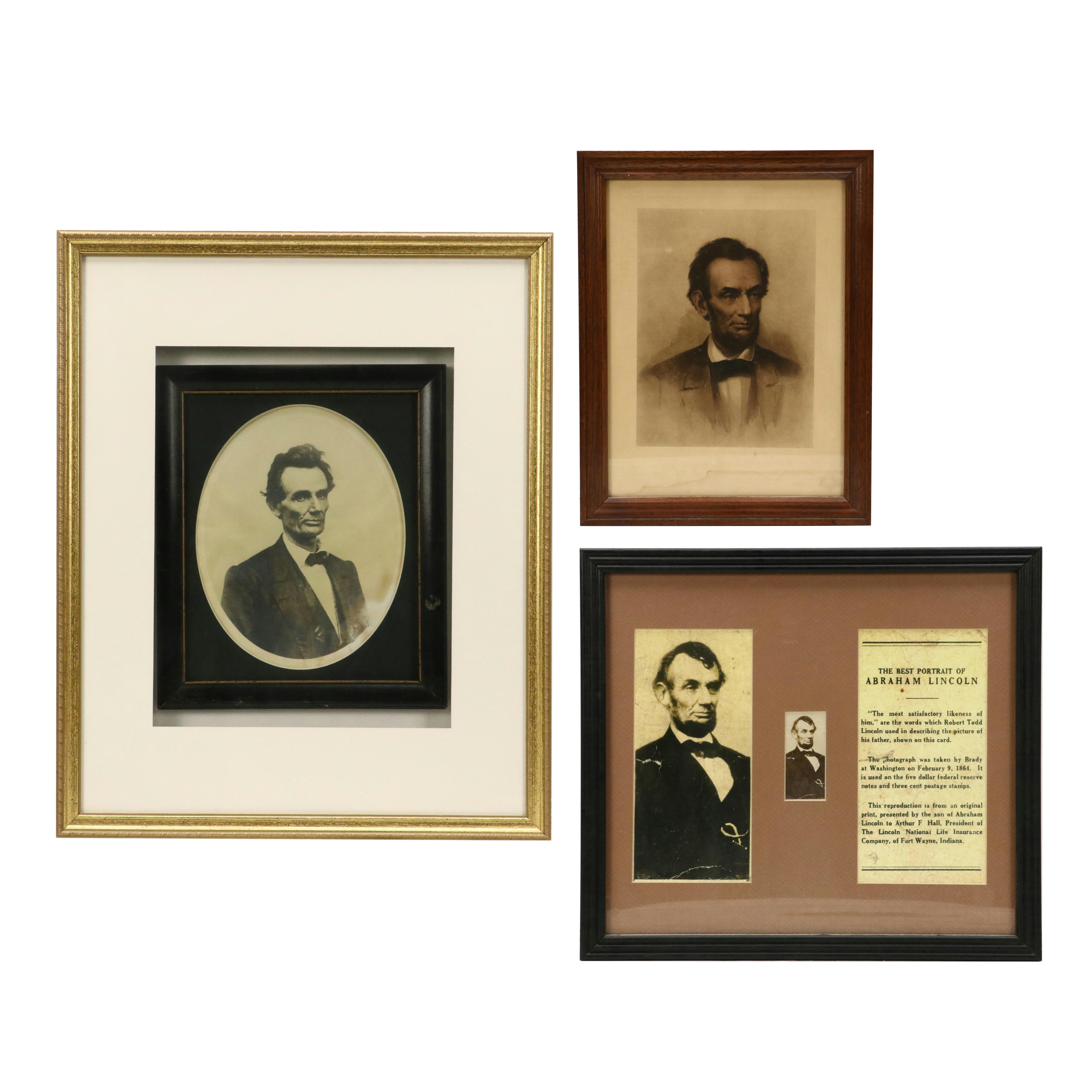 Photogravure and Reproduction Photograph Portraits of Abraham Lincoln