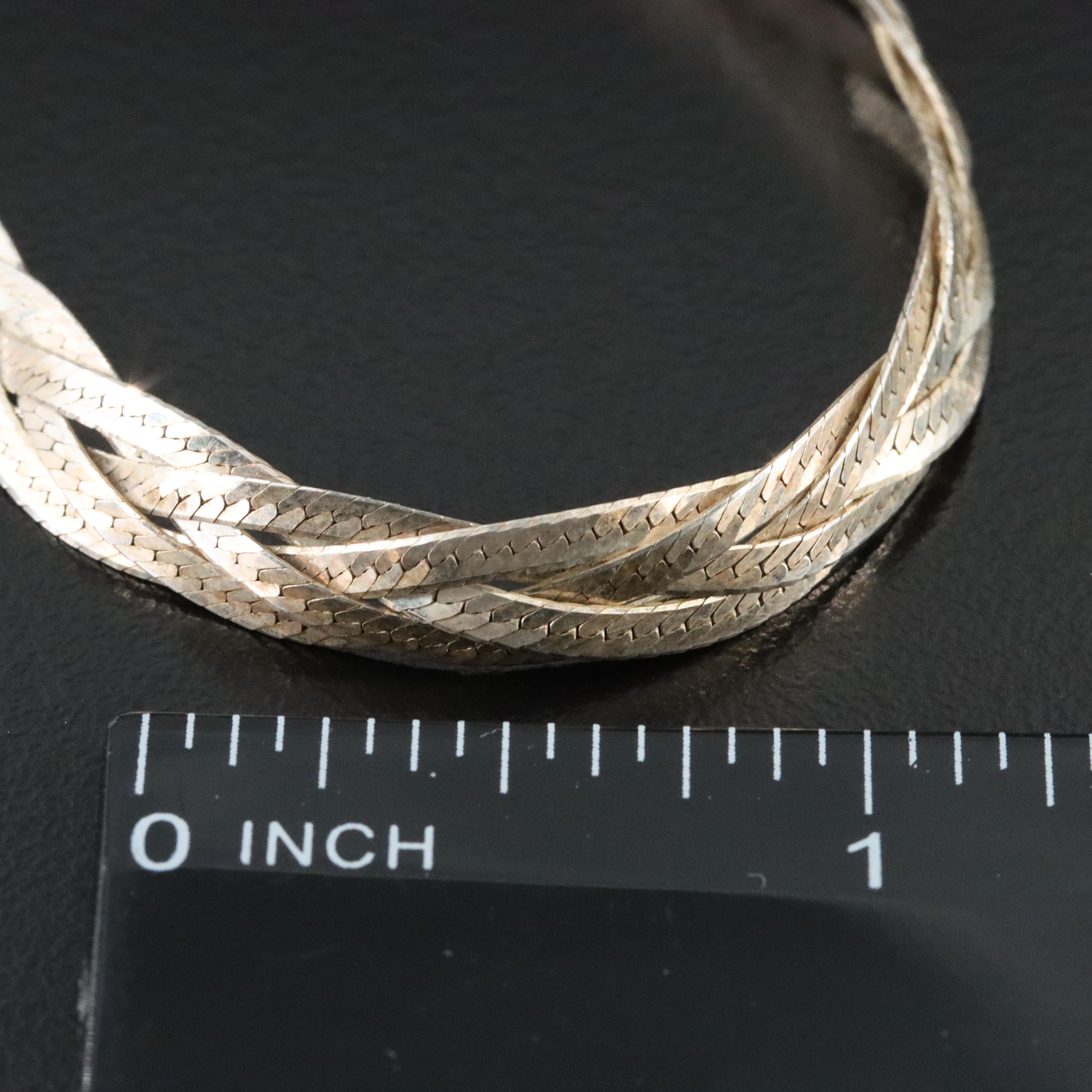 Sterling Braided Herringbone Chain Necklace