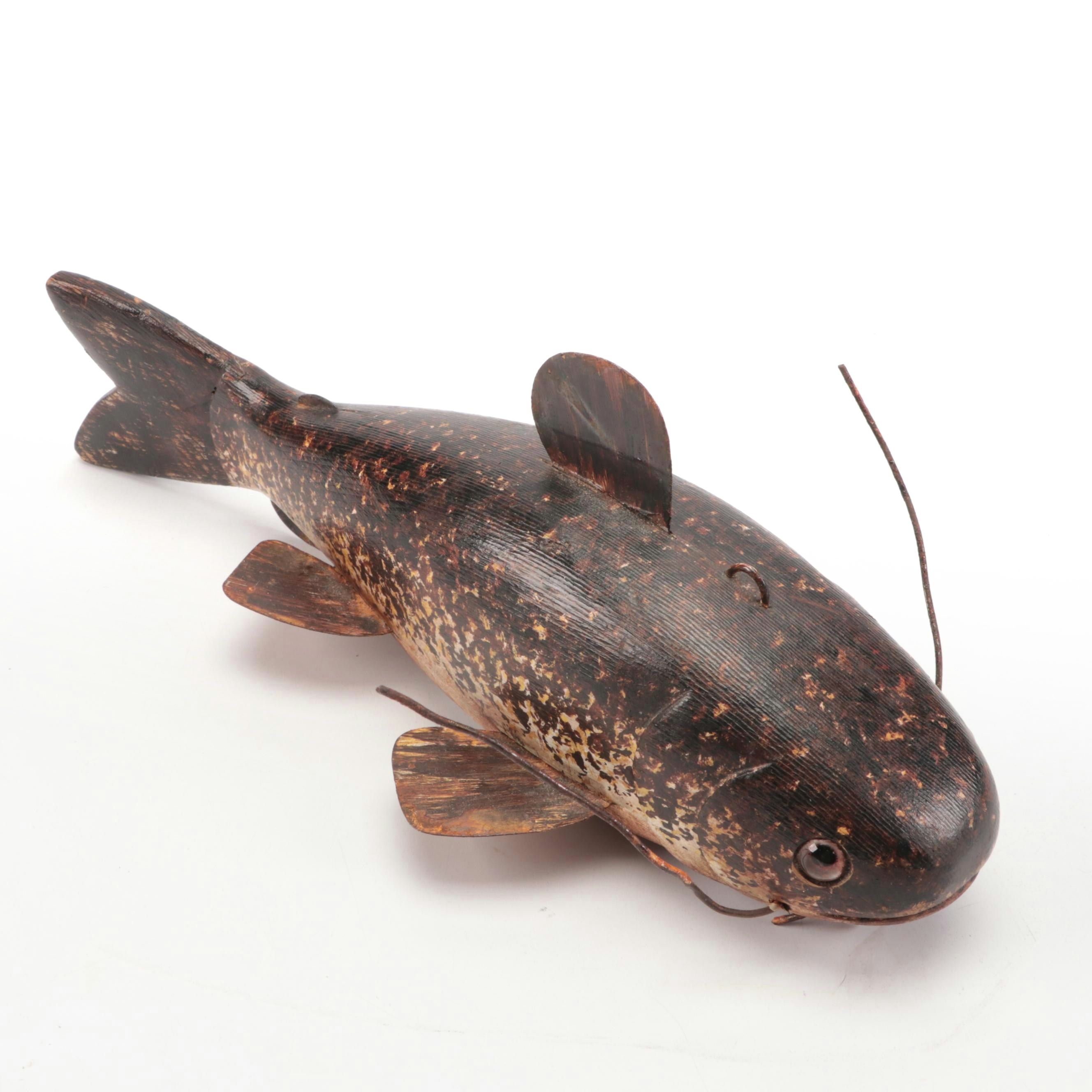 Carved Wooden Bullhead Catfish