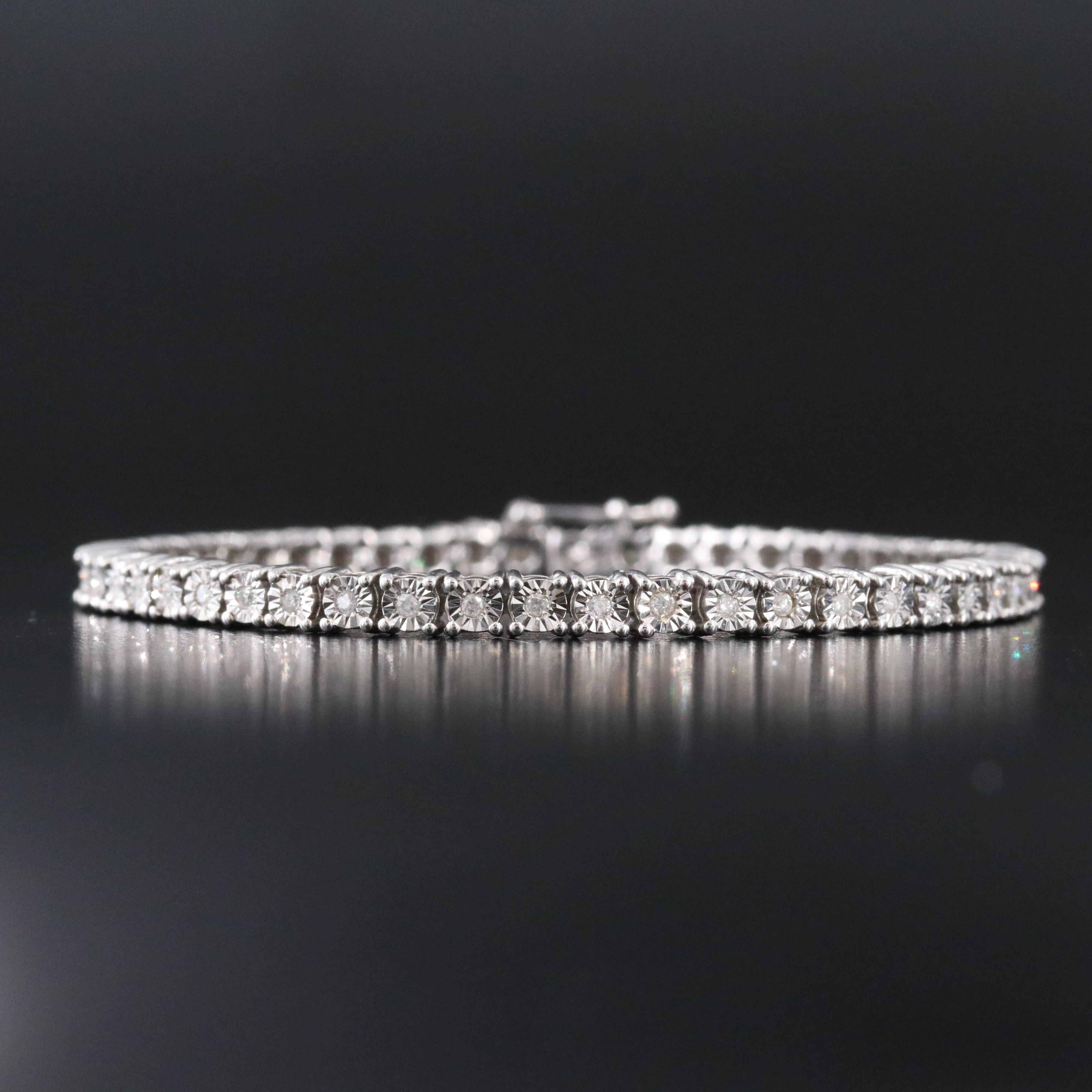 Sterling Diamond Line Bracelet