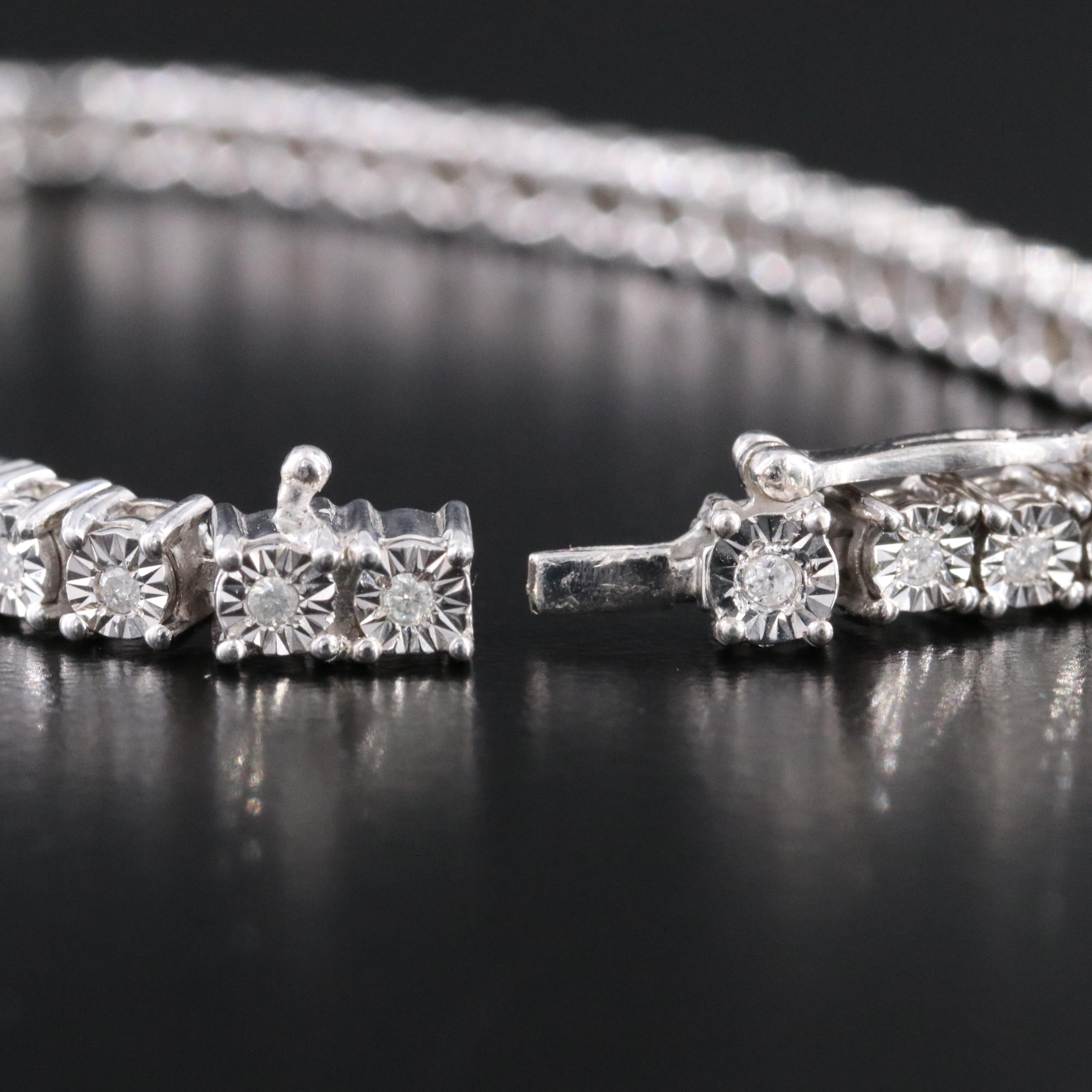 Sterling Diamond Line Bracelet
