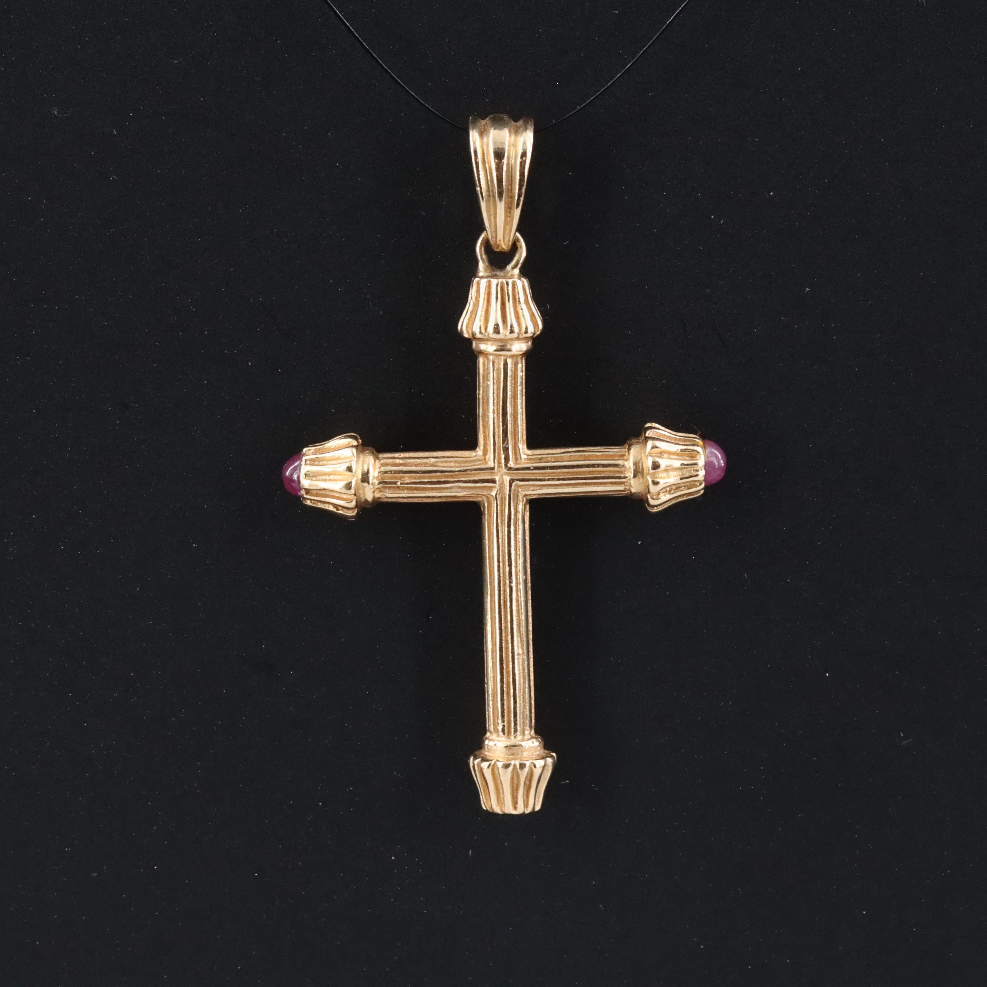 14K Ruby Cross Pendant