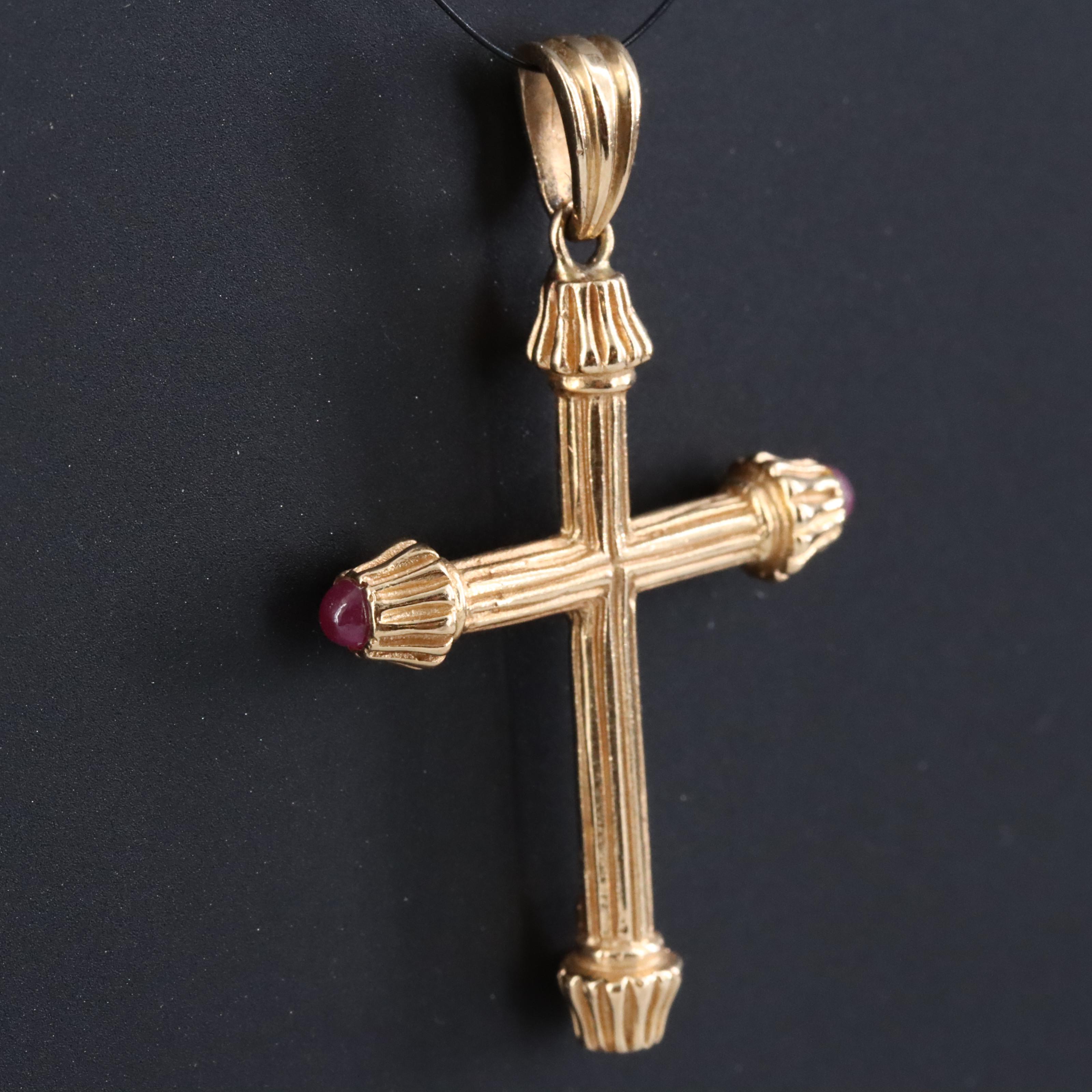 14K Ruby Cross Pendant