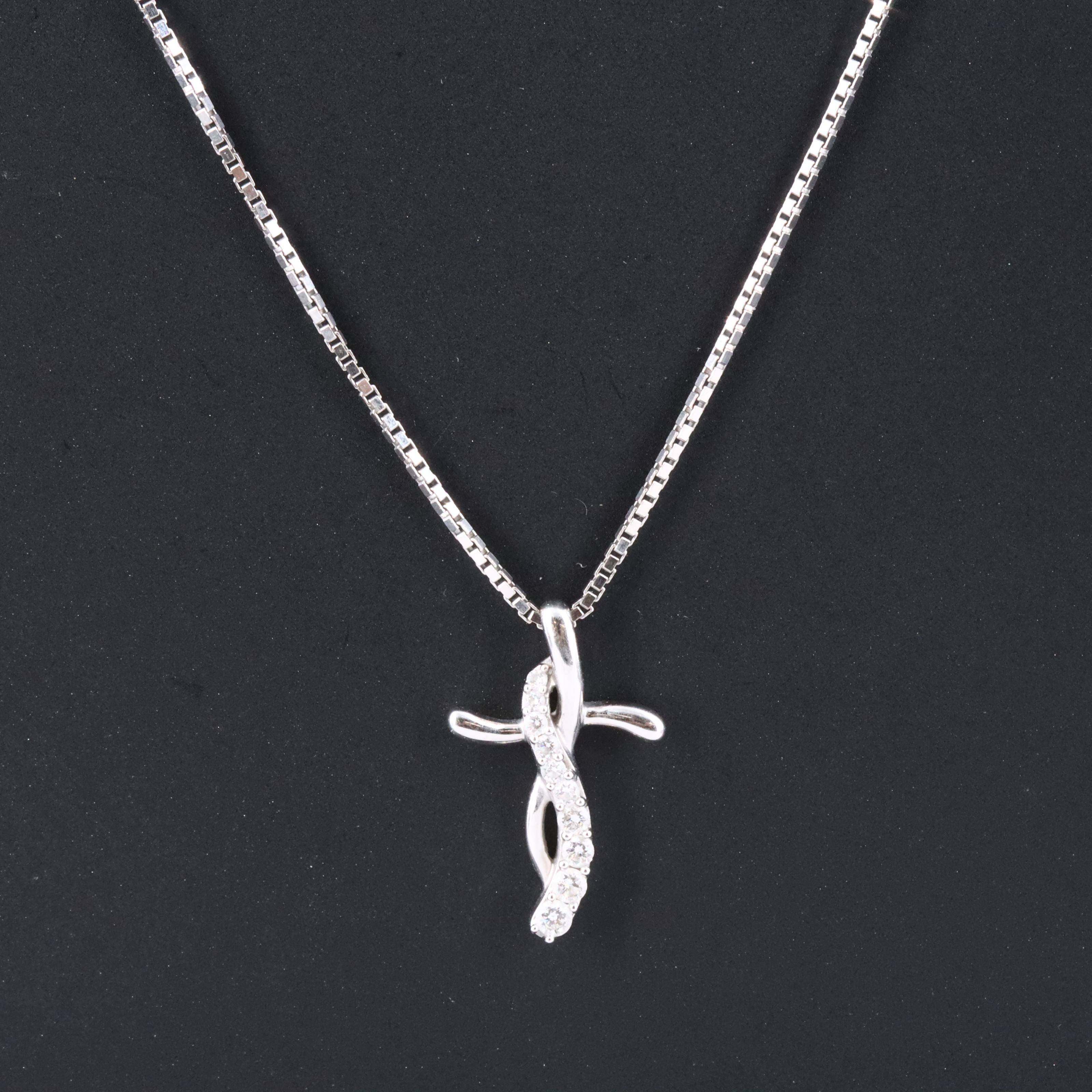 14K 0.16 CTW Diamond Cross Pendant Necklace
