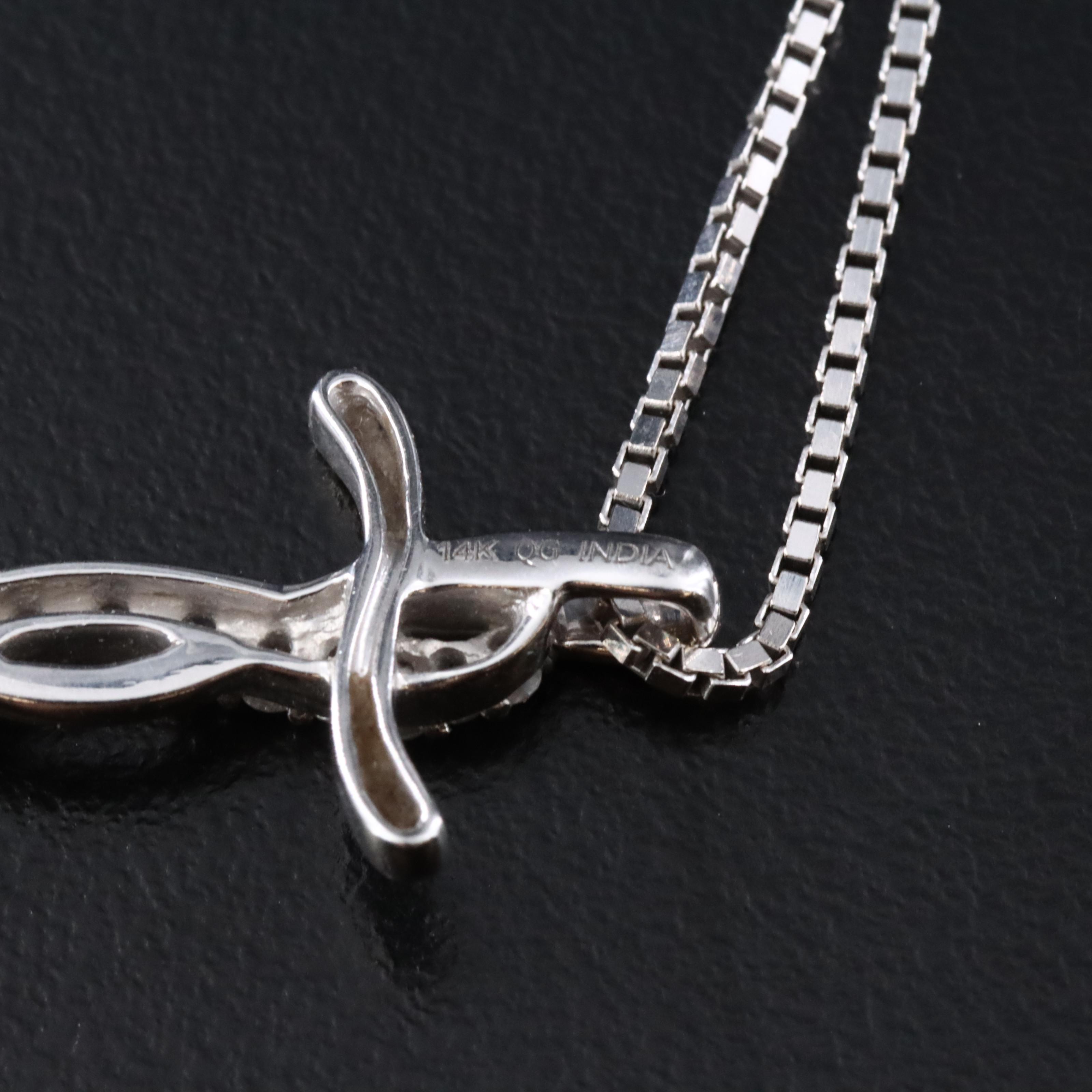 14K 0.16 CTW Diamond Cross Pendant Necklace