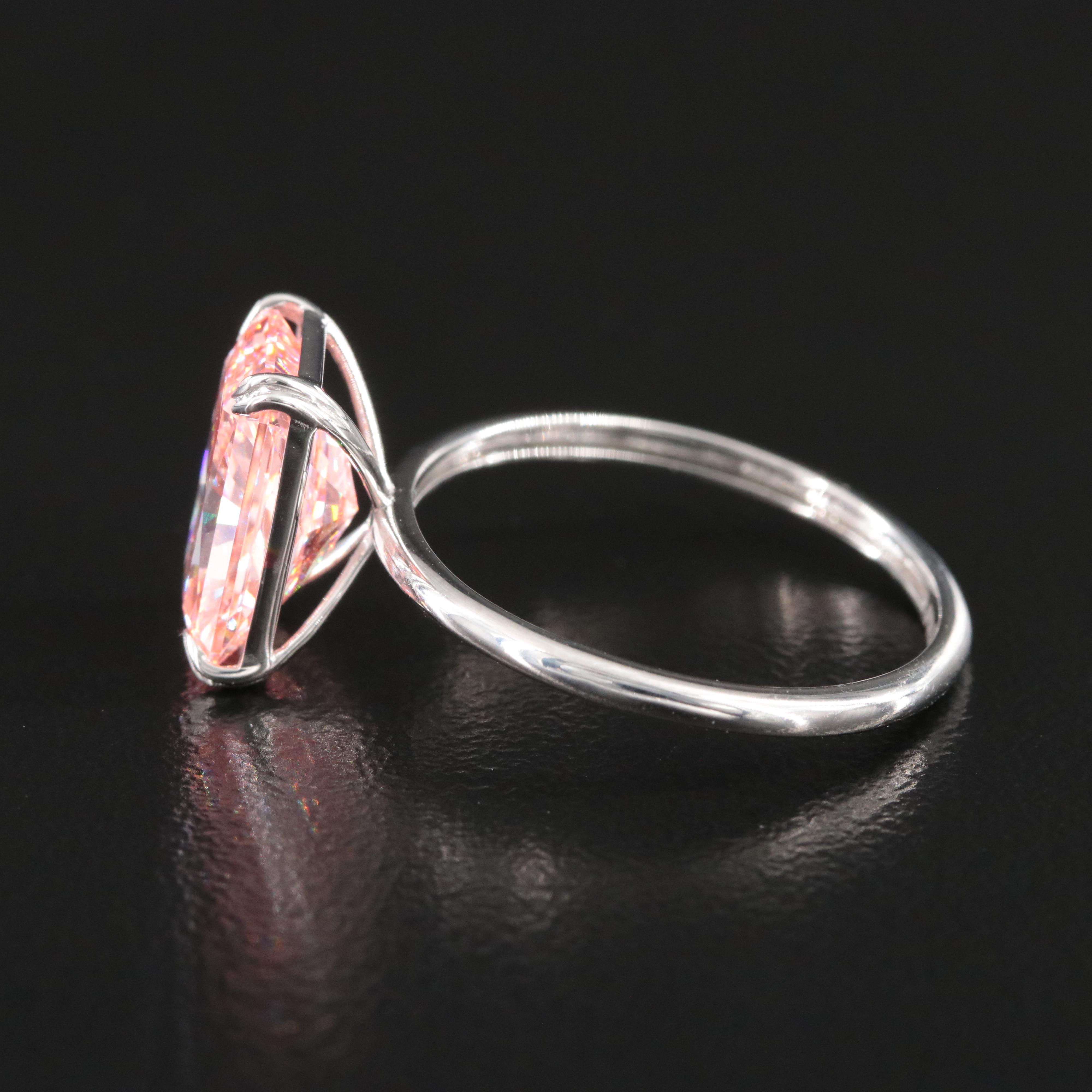 Platinum 3.15 CT Lab Grown Fancy Pink Diamond Solitaire Ring with IGI Report
