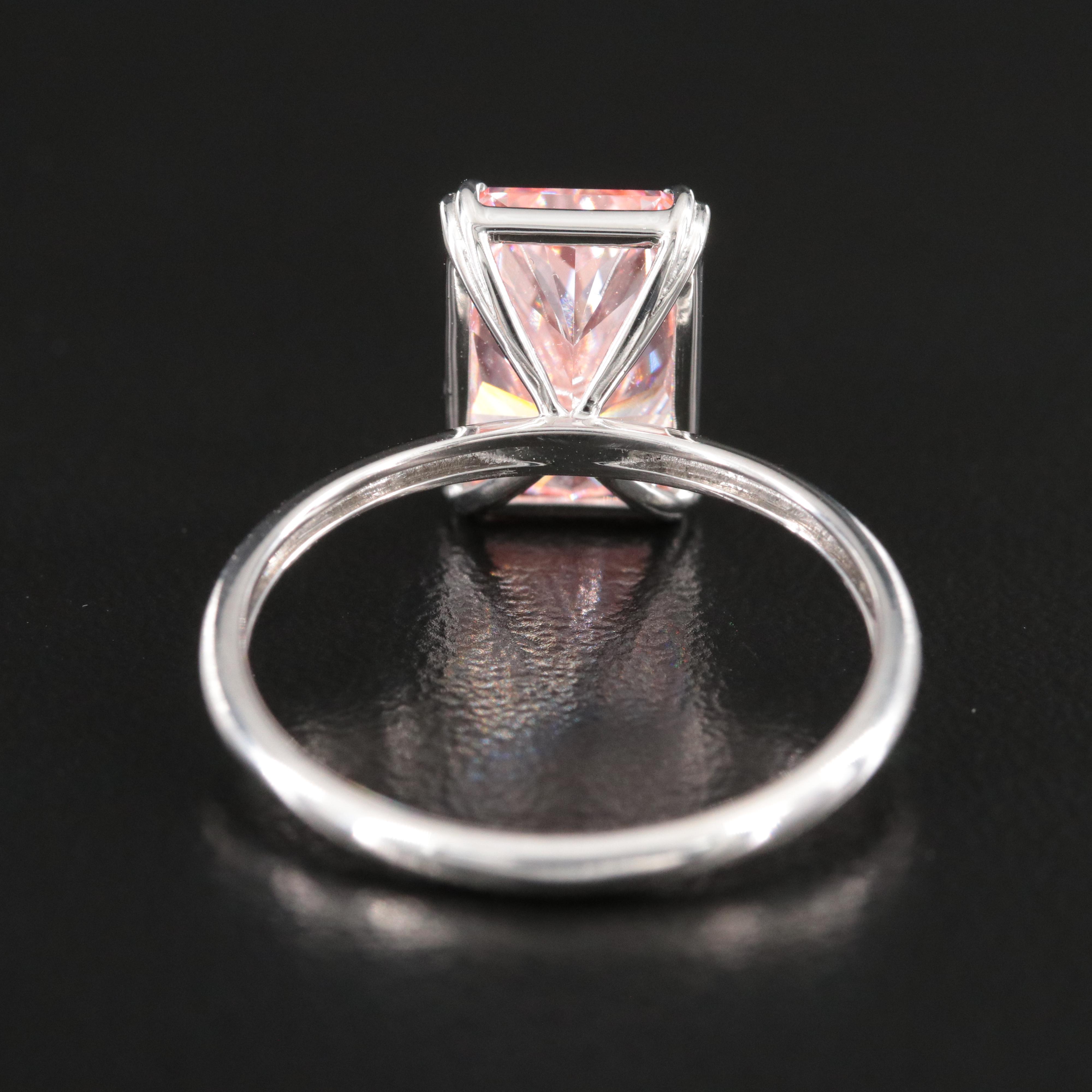 Platinum 3.15 CT Lab Grown Fancy Pink Diamond Solitaire Ring with IGI Report