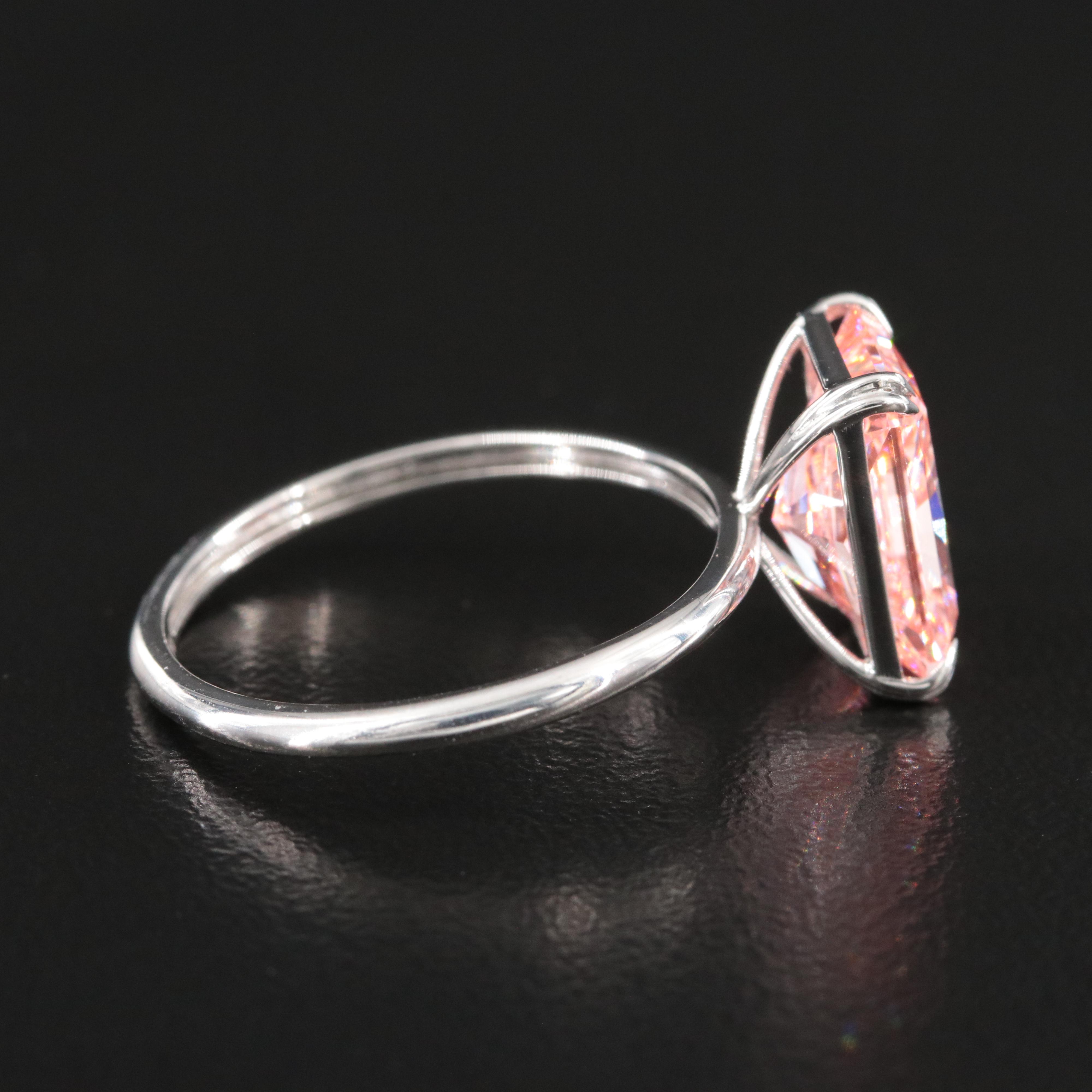 Platinum 3.15 CT Lab Grown Fancy Pink Diamond Solitaire Ring with IGI Report