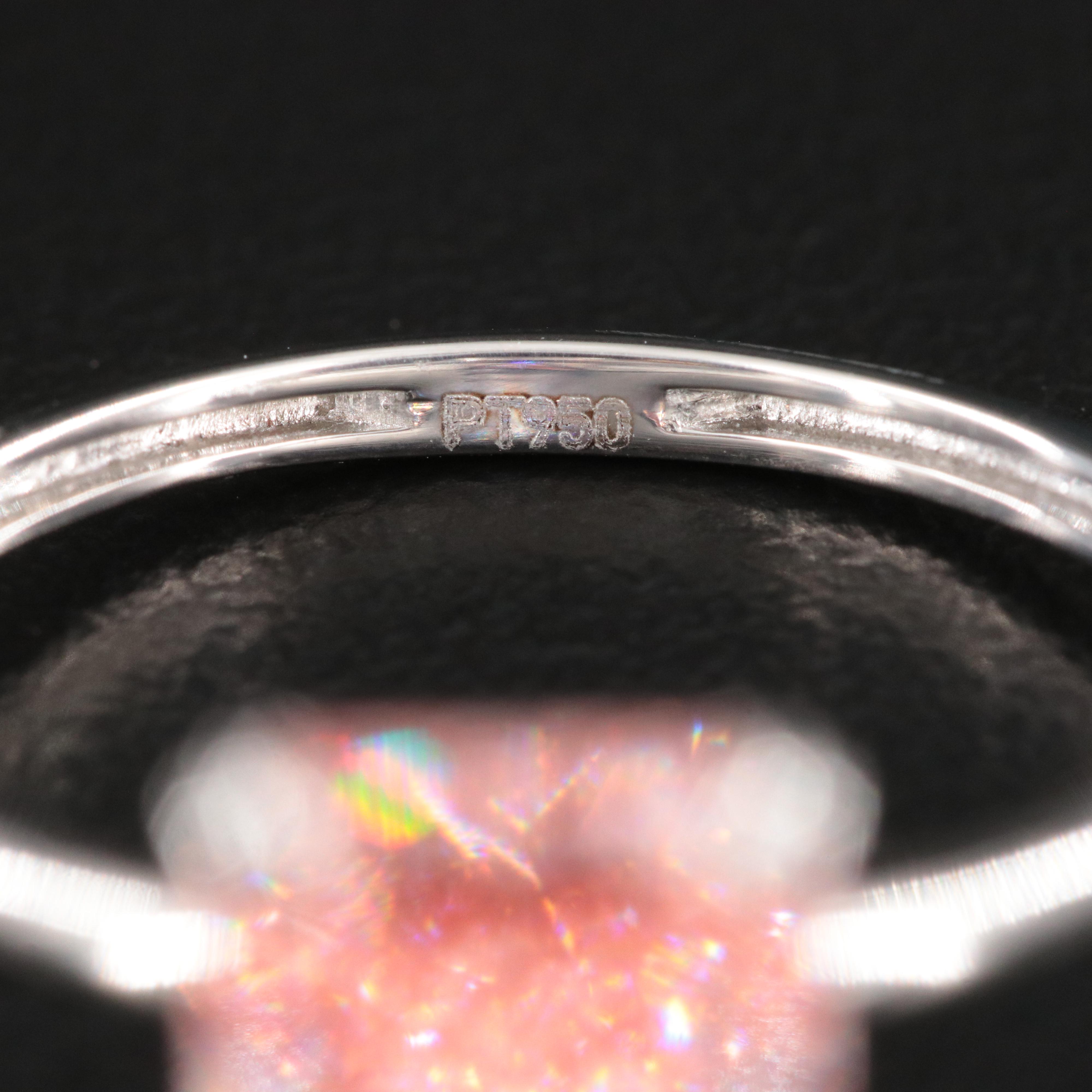 Platinum 3.15 CT Lab Grown Fancy Pink Diamond Solitaire Ring with IGI Report