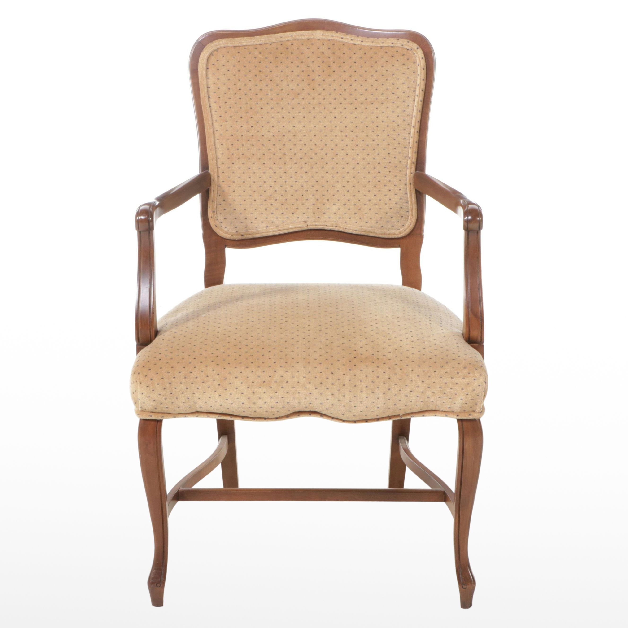 French Provincial Walnut Armchair, Late 20th Century