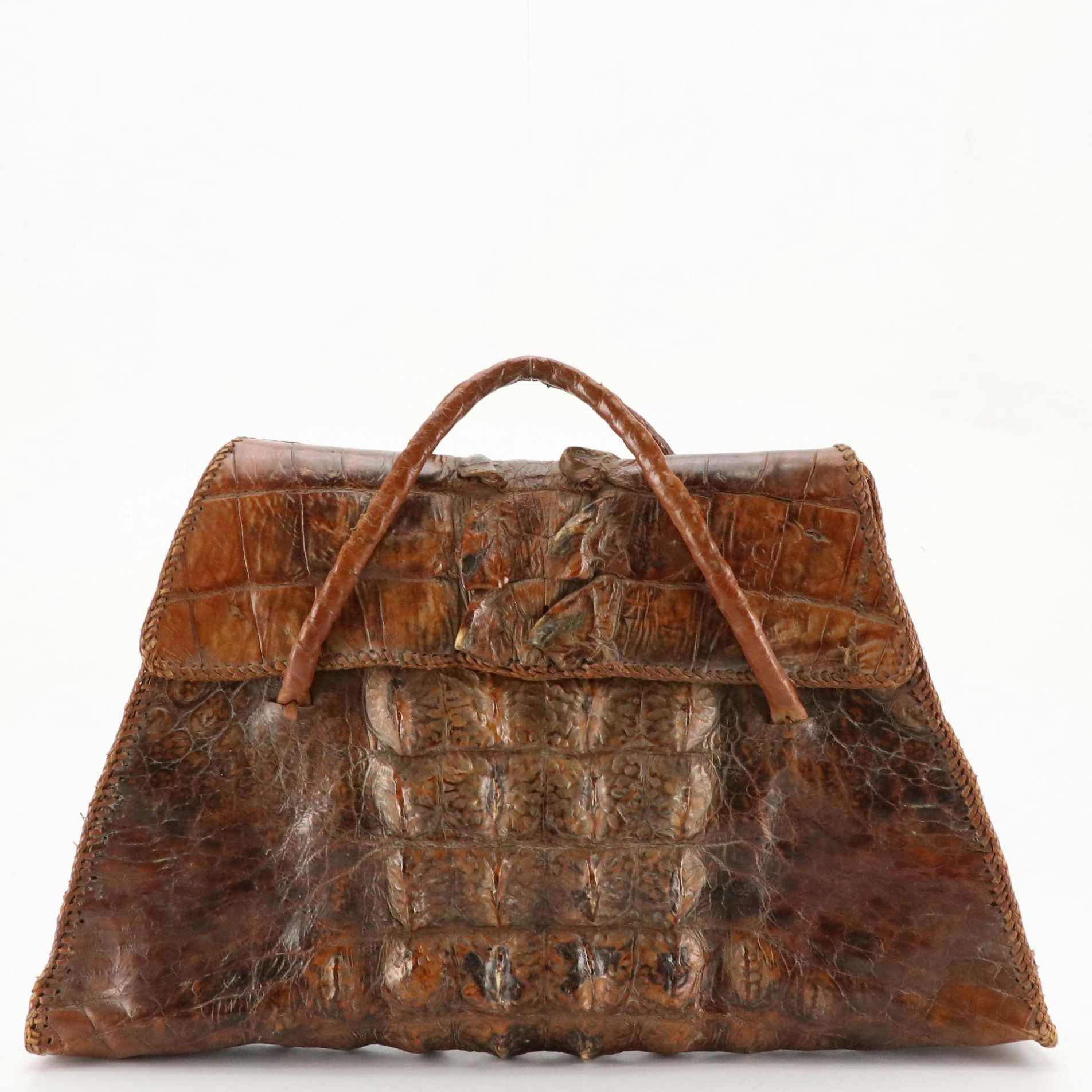 Hornback Alligator Skin Large Satchel