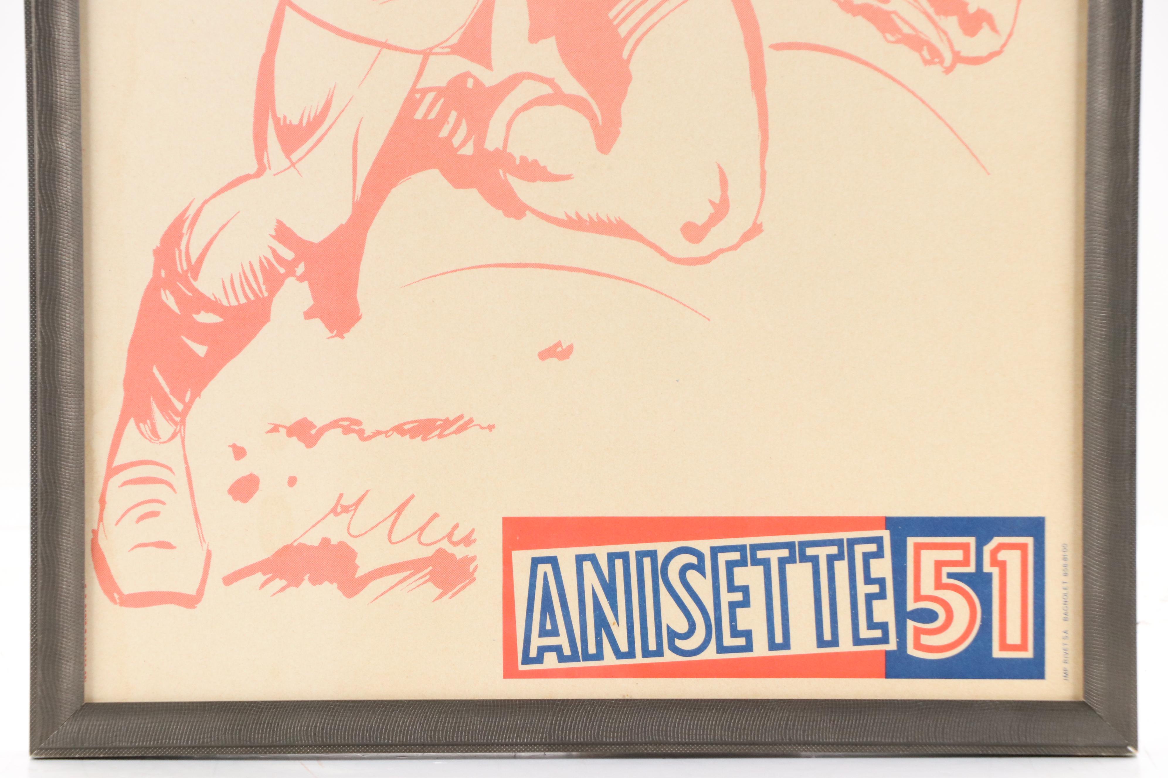 Halftone Advertisement for Anisette 51 with Rugby Player, Circa 1950