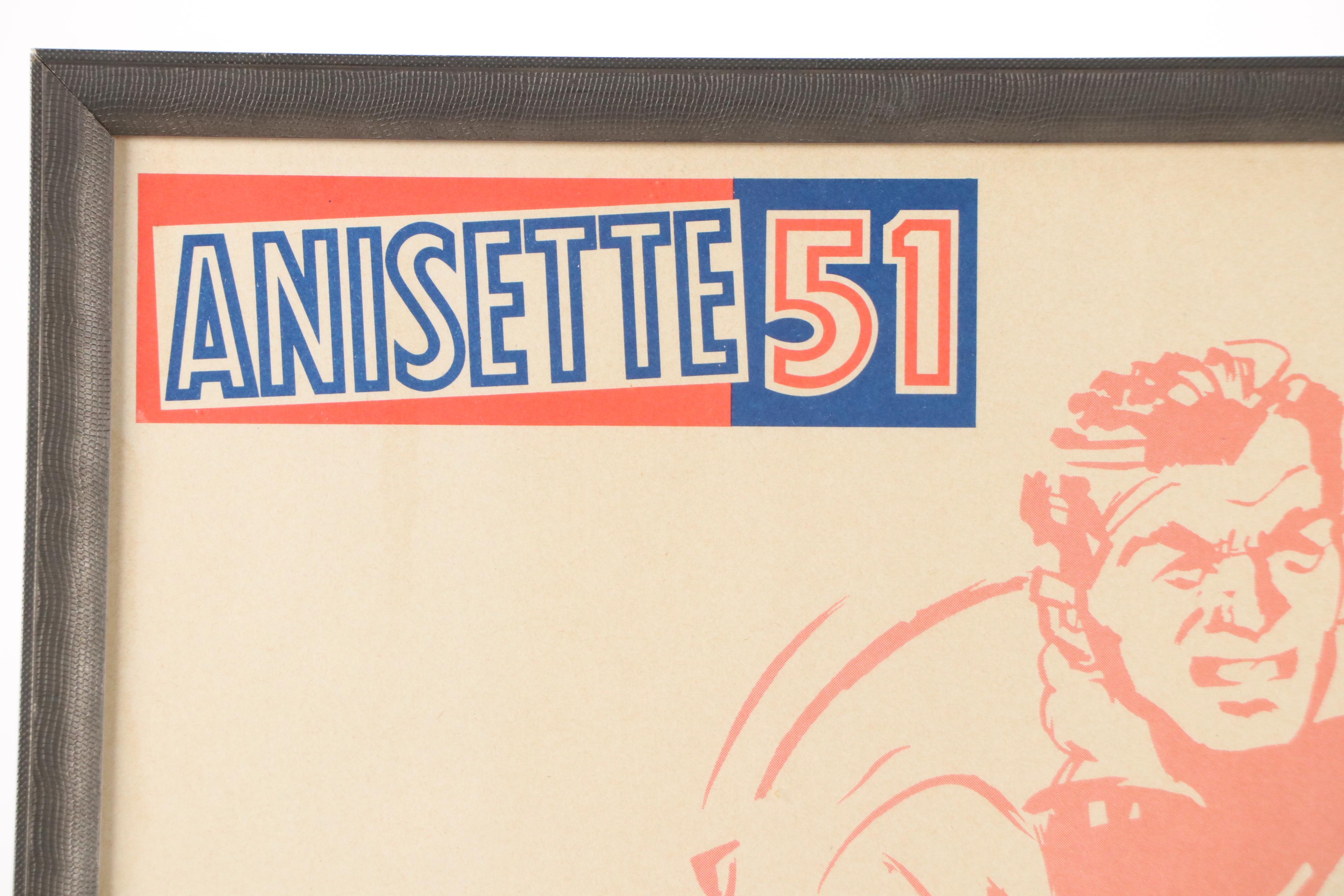 Halftone Advertisement for Anisette 51 with Rugby Player, Circa 1950
