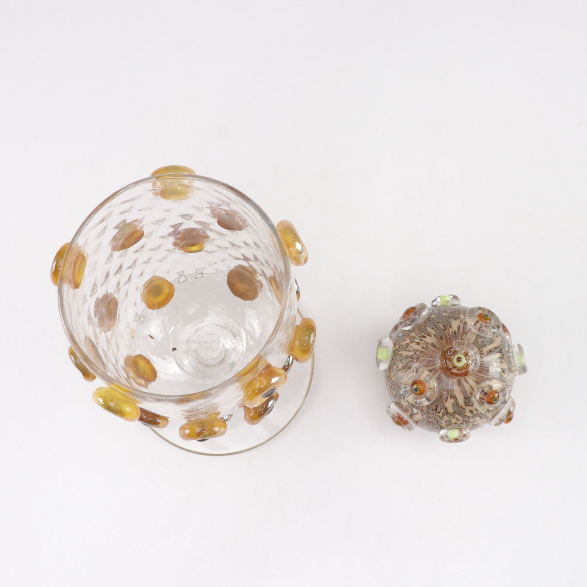 Murano Glass Color Swirl Compote & Other Blown Glassware