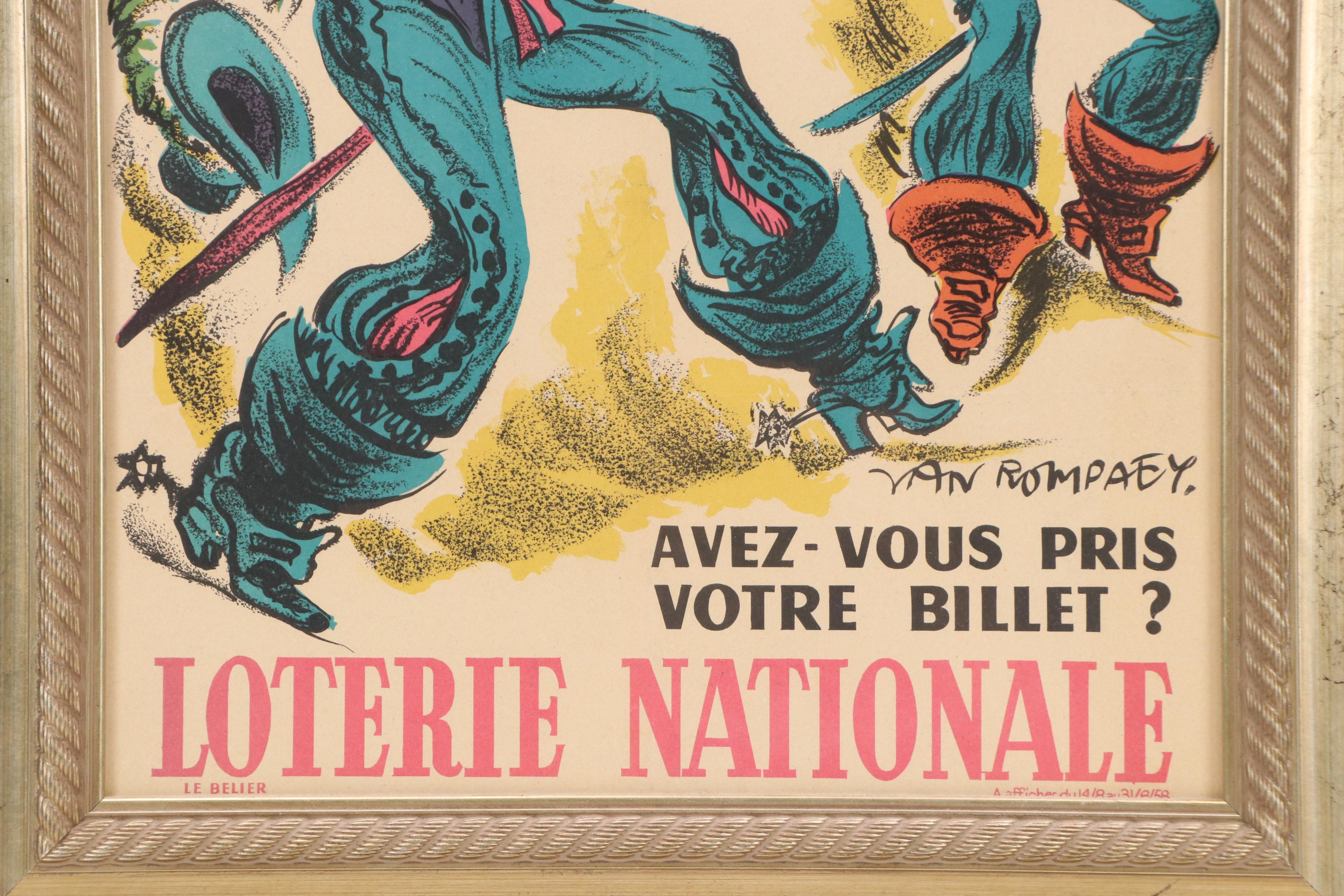 Van Rompaey Lithograph Poster for Loterie Nationale, 1958