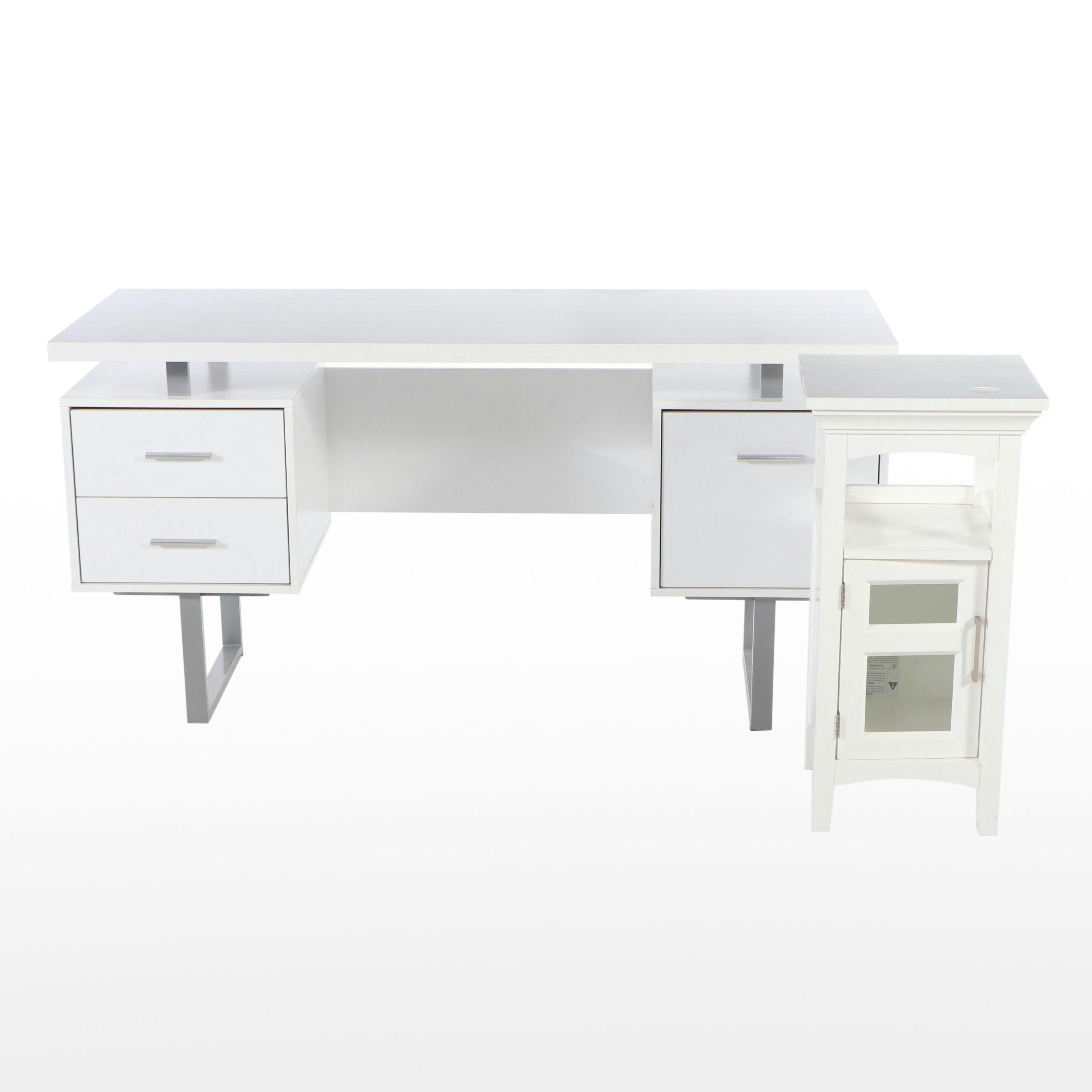 Contemporary Desk and Painted Wood Side Stand