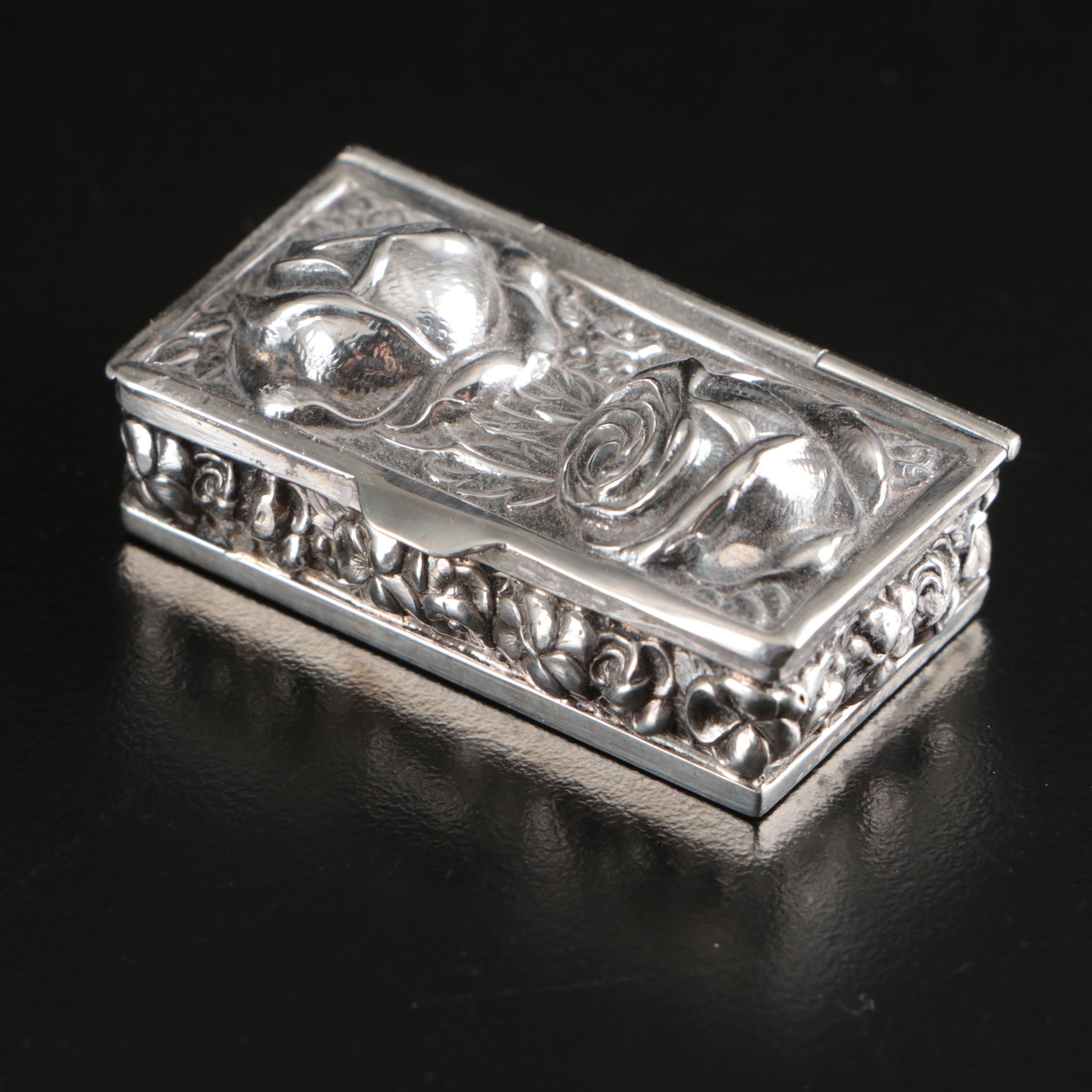Portuguese Sterling Silver Repoussé Vanity Box