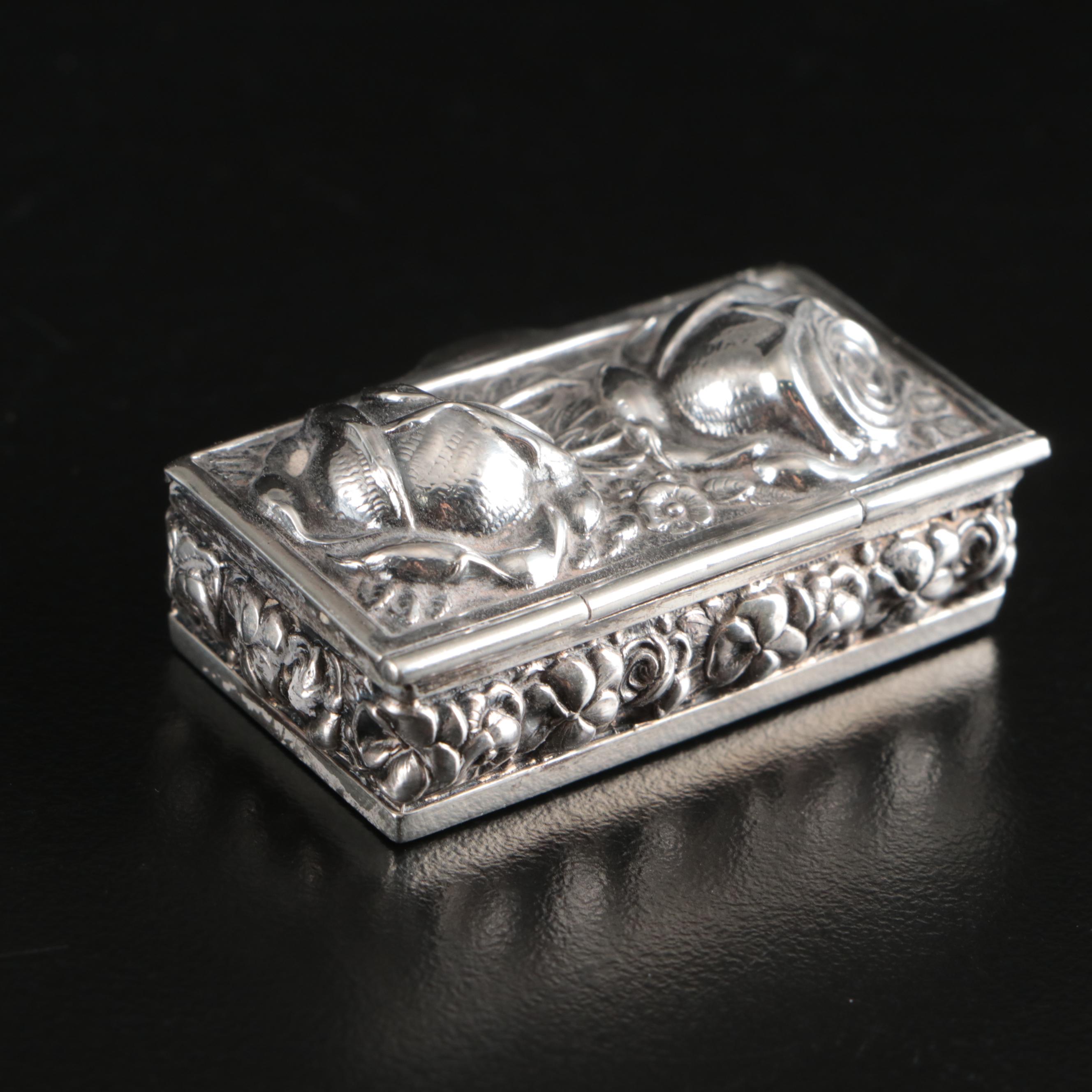 Portuguese Sterling Silver Repoussé Vanity Box