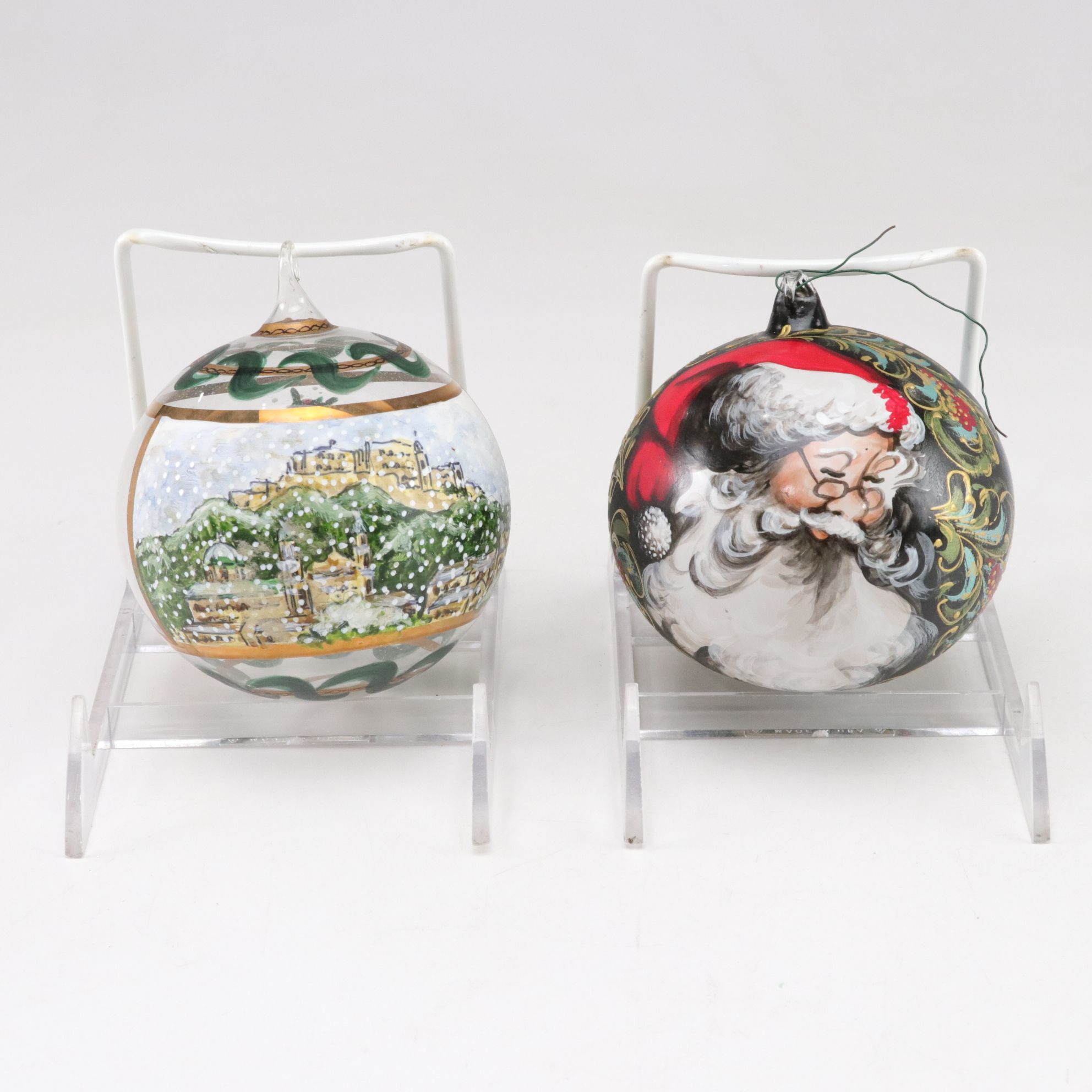 Hand-Blown Painted Cardinal Ornament with More Creme & Gold Christmas Ornaments