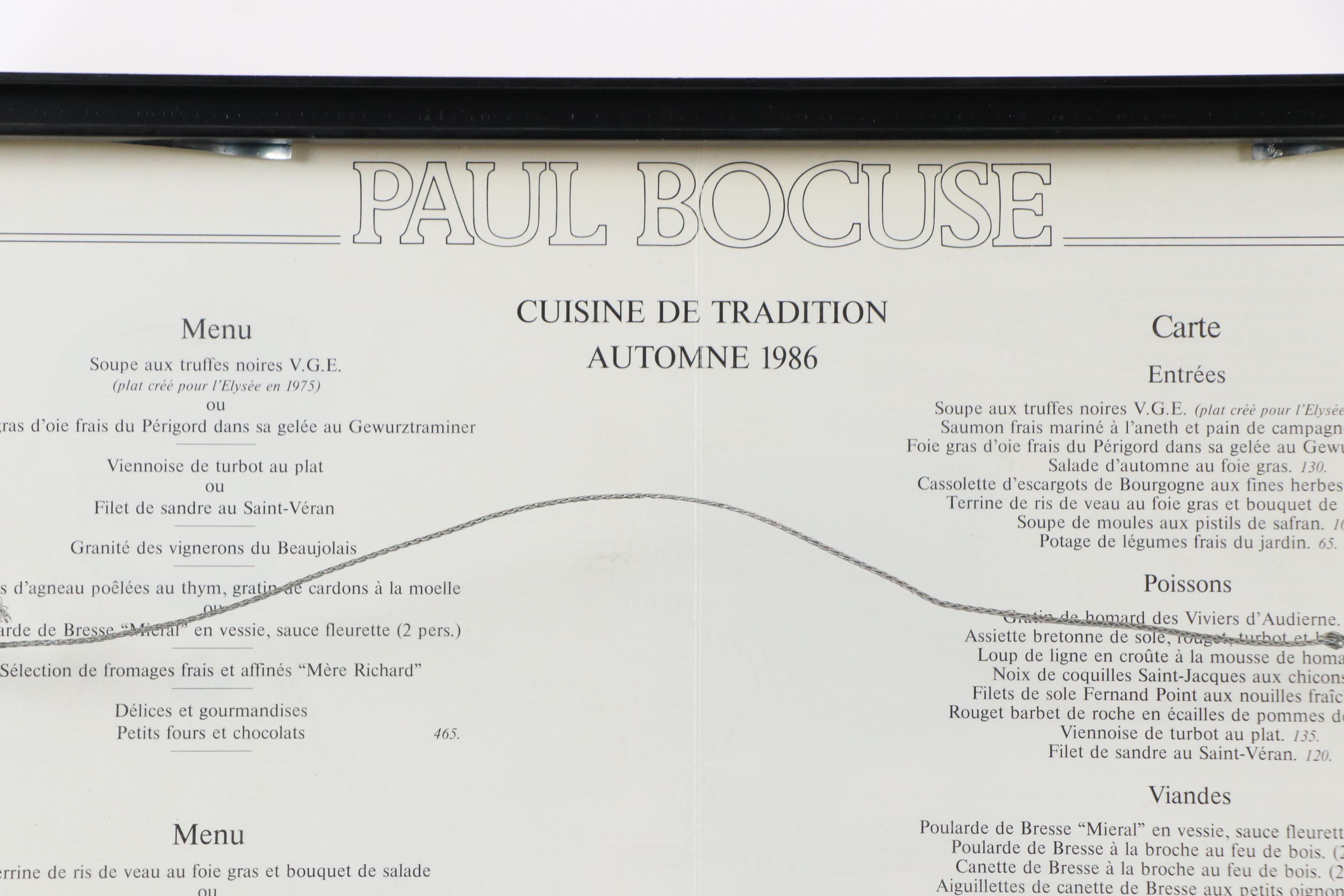 Autographed Menu from Restaurant Paul Bocuse, 1986
